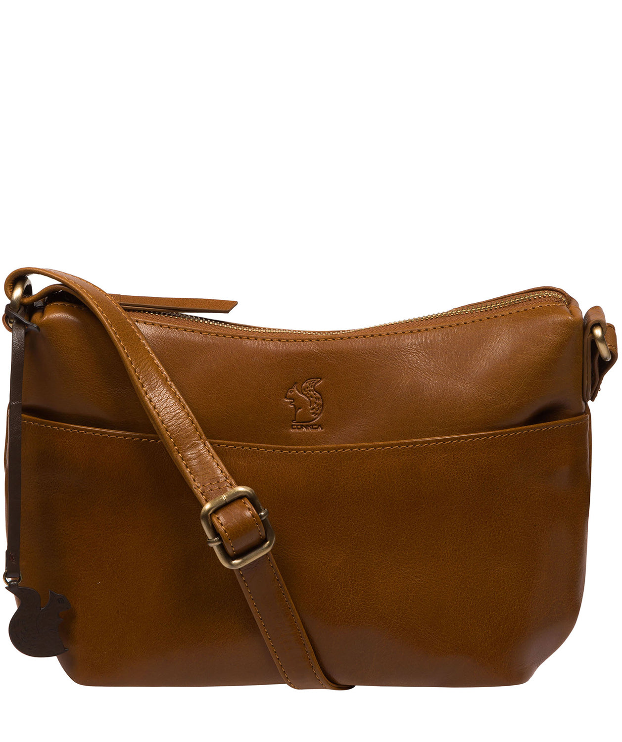 Merrill Dark Tan Leather Cross Body Bag