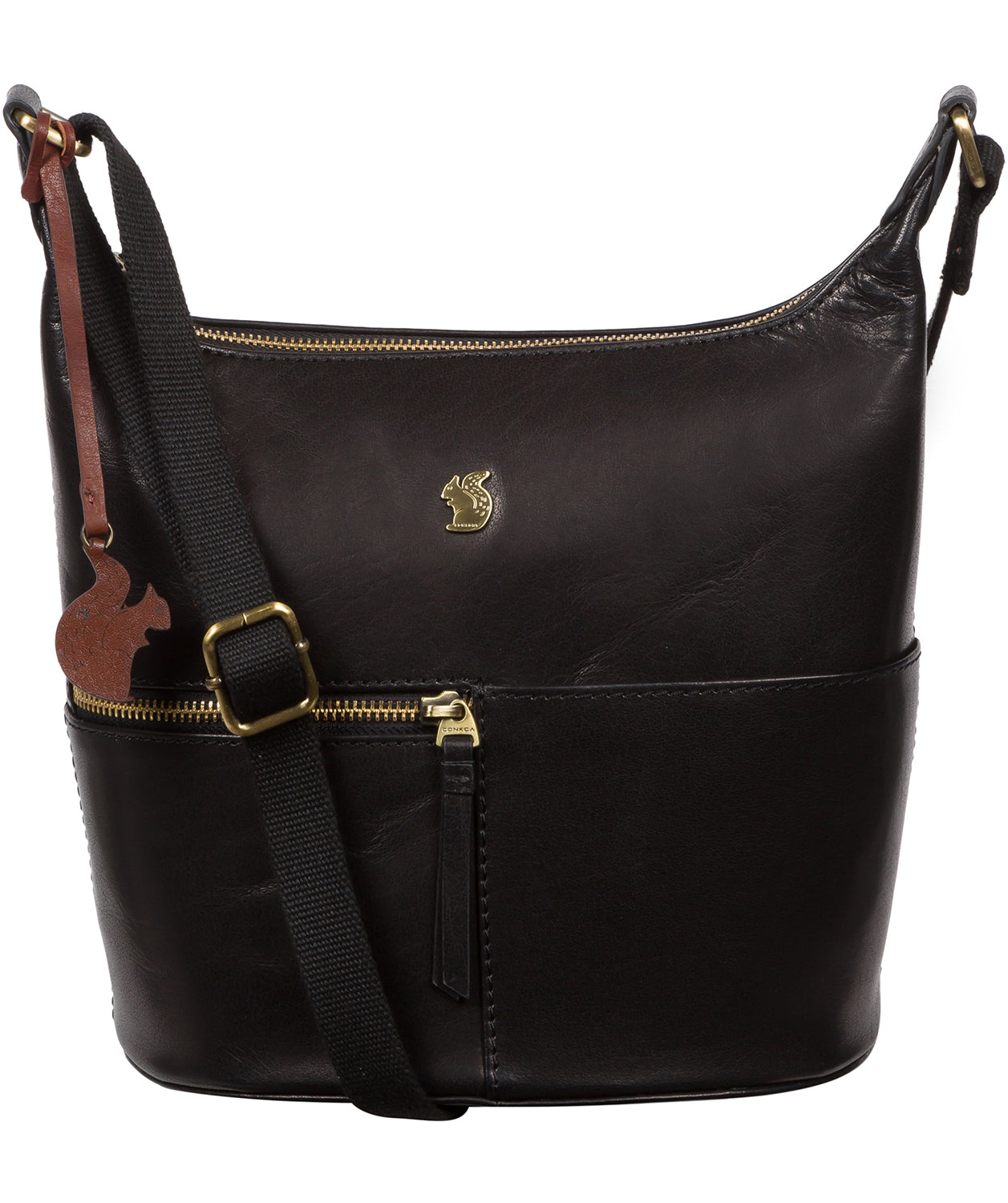 Black Leather Shoulder Bag Little Kristin by Conkca London