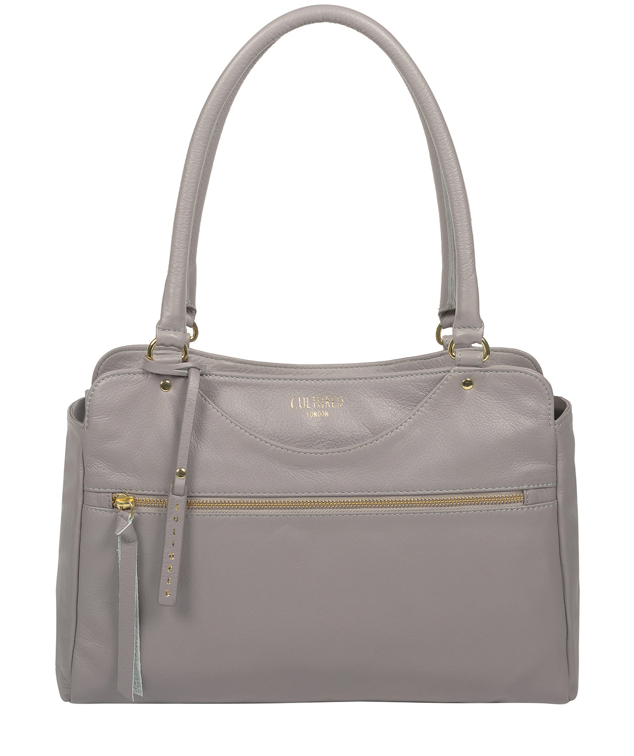 Grey Leather Handbag Shadwell by Cultured London Pure Luxuries