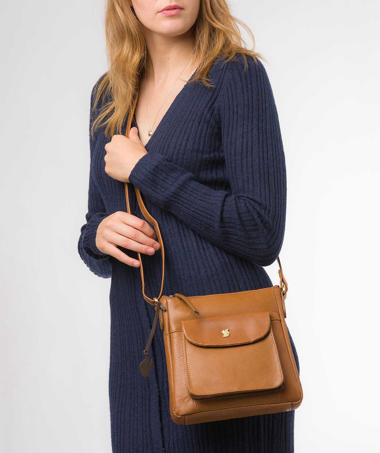 Conkca London Originals Collection #product-type#: 'Shona' Dark Tan Leather Cross Body Bag