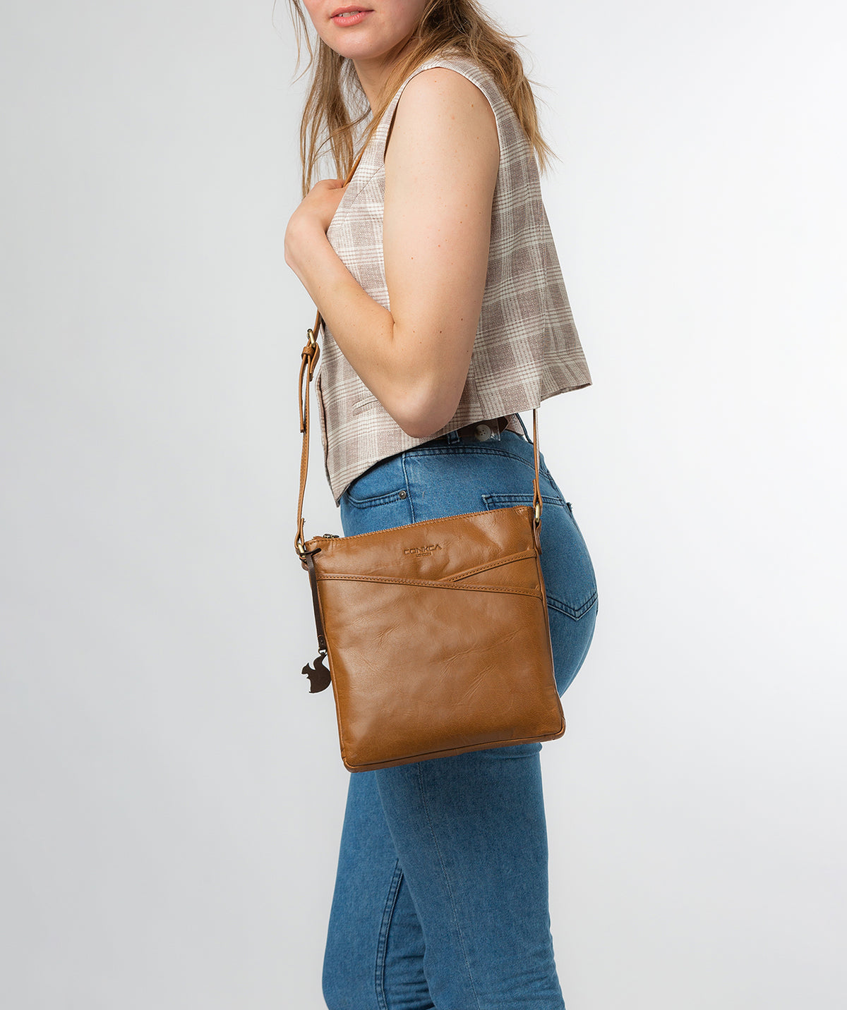 Cross body tan leather bag best sale