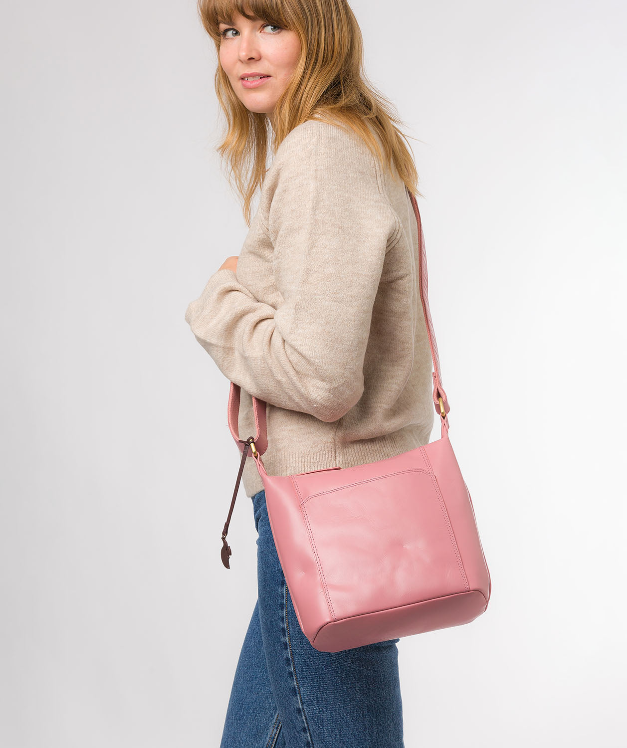 Conkca London Originals Collection Bags: 'Yasmin' Blush Leather Cross Body Bag