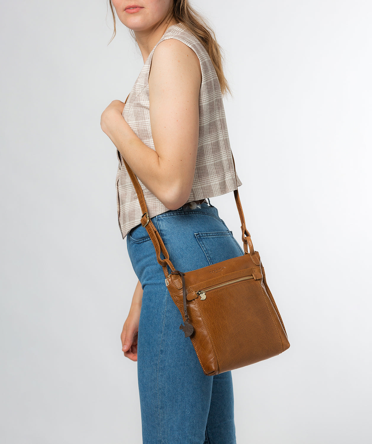 Conkca London Originals Collection #product-type#: 'Rego' Dark Tan Leather Cross Body Bag