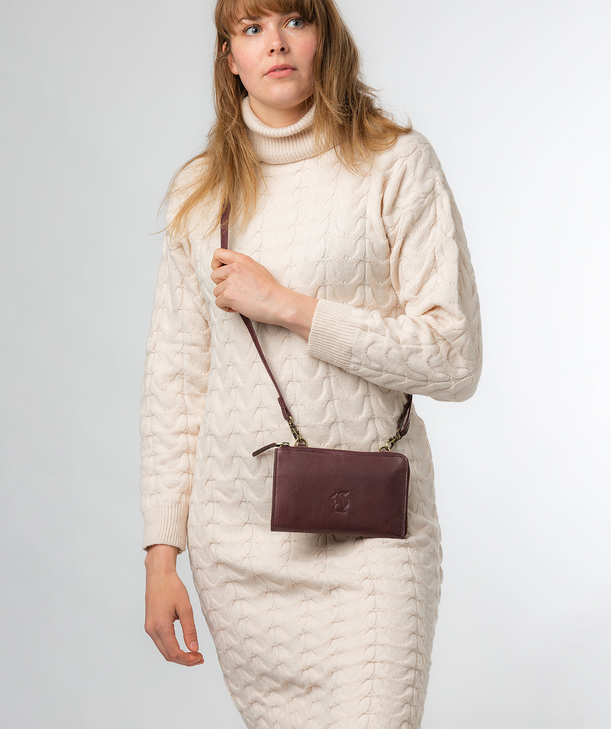 Conkca London Originals Collection #product-type#: 'Senga' Plum Leather Cross Body Clutch Bag