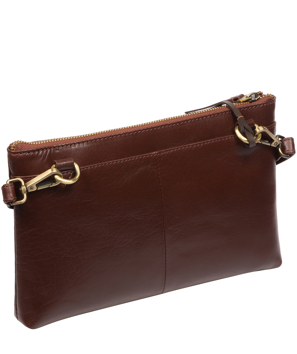 Conkca London Originals Collection Bags: 'Minnow' Conker Brown Leather Cross Body Clutch Bag