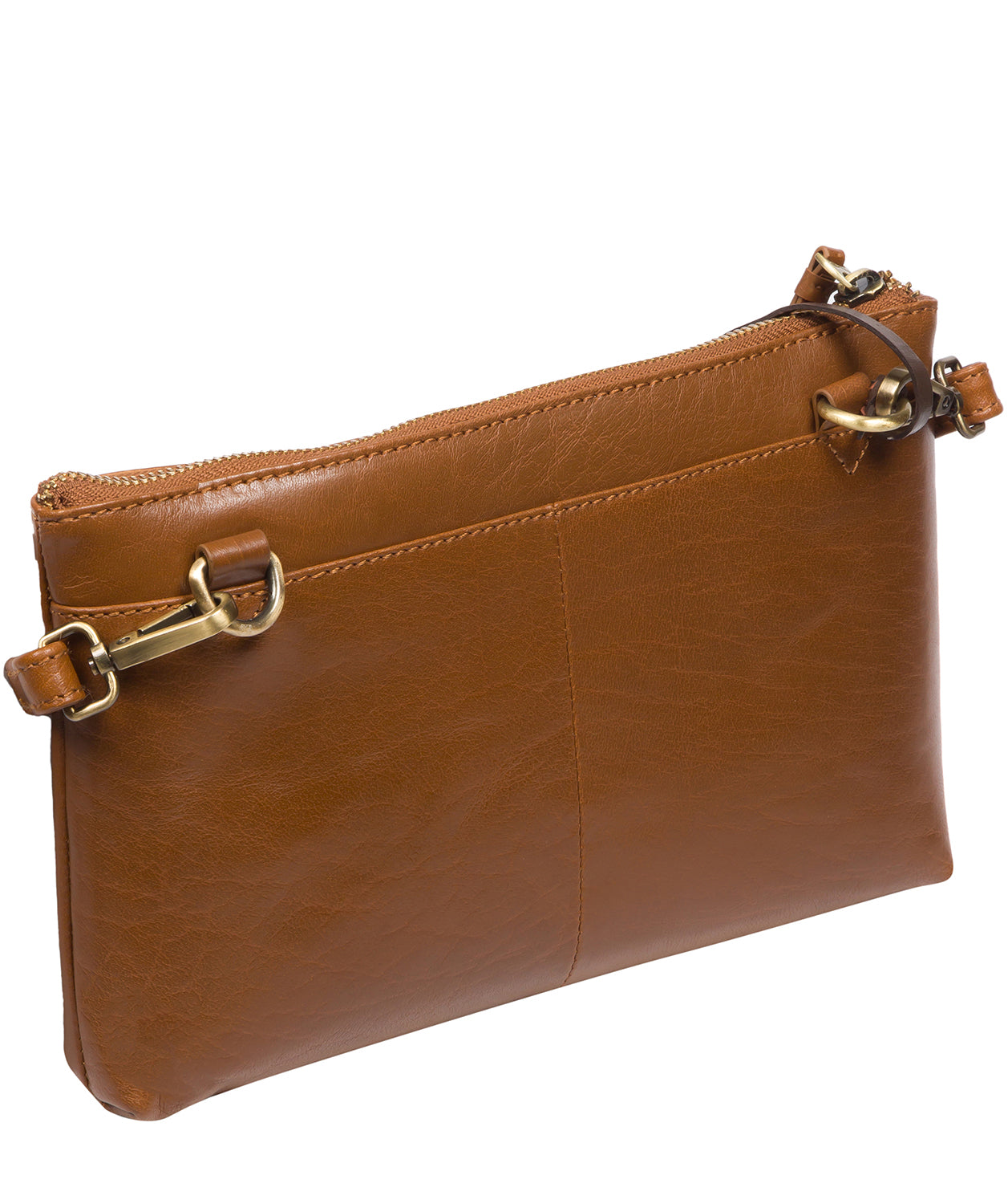 Conkca London Originals Collection Bags: 'Minnow' Dark Tan Leather Cross Body Clutch Bag