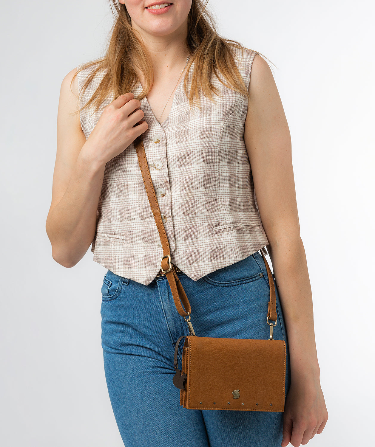 Conkca London Originals Collection Bags: 'Nemo' Dark Tan Leather Cross Body Clutch Bag