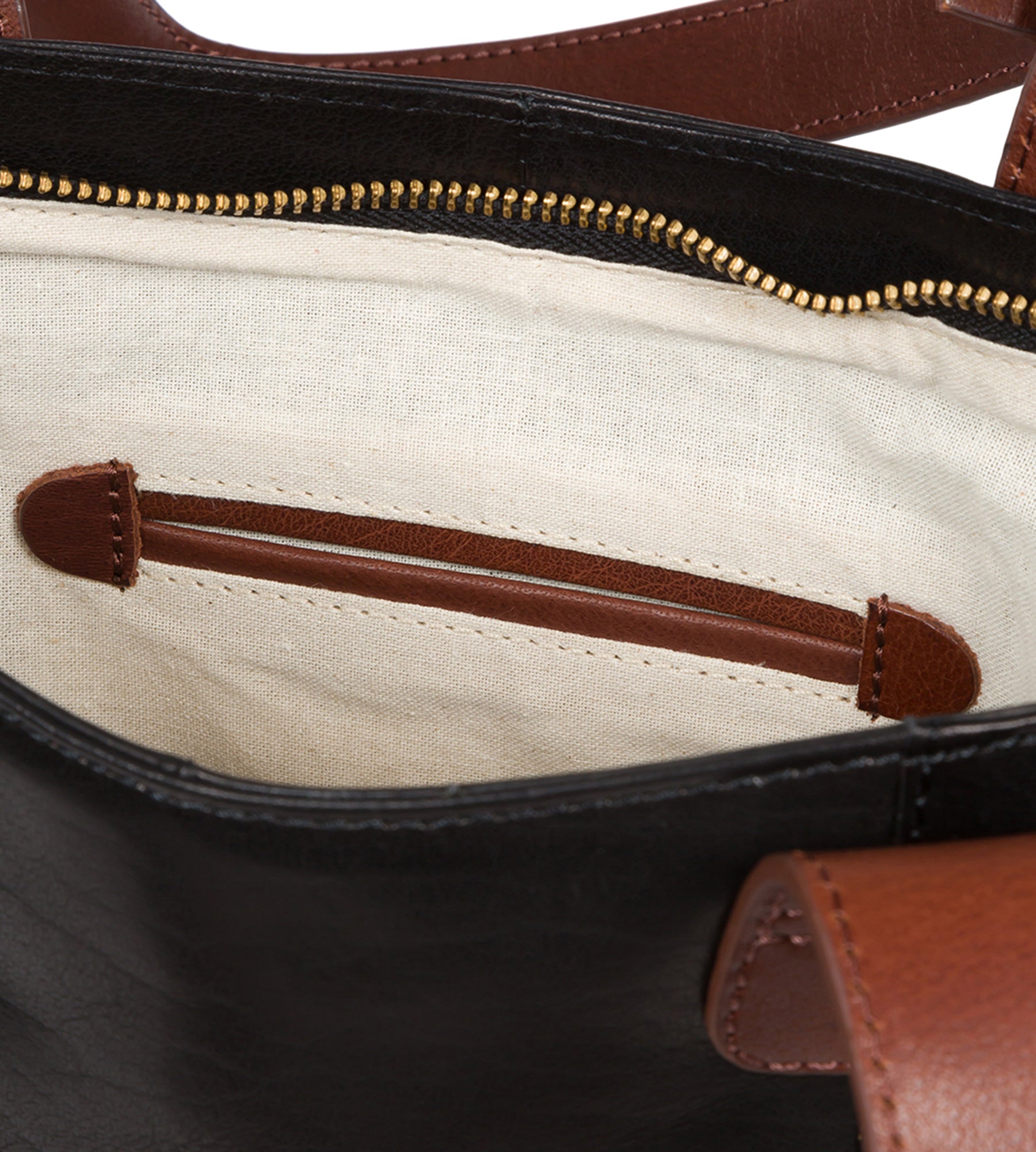 Conkca London Originals Collection Bags: 'Little Patience' Black & Conker Brown Leather Tote Bag