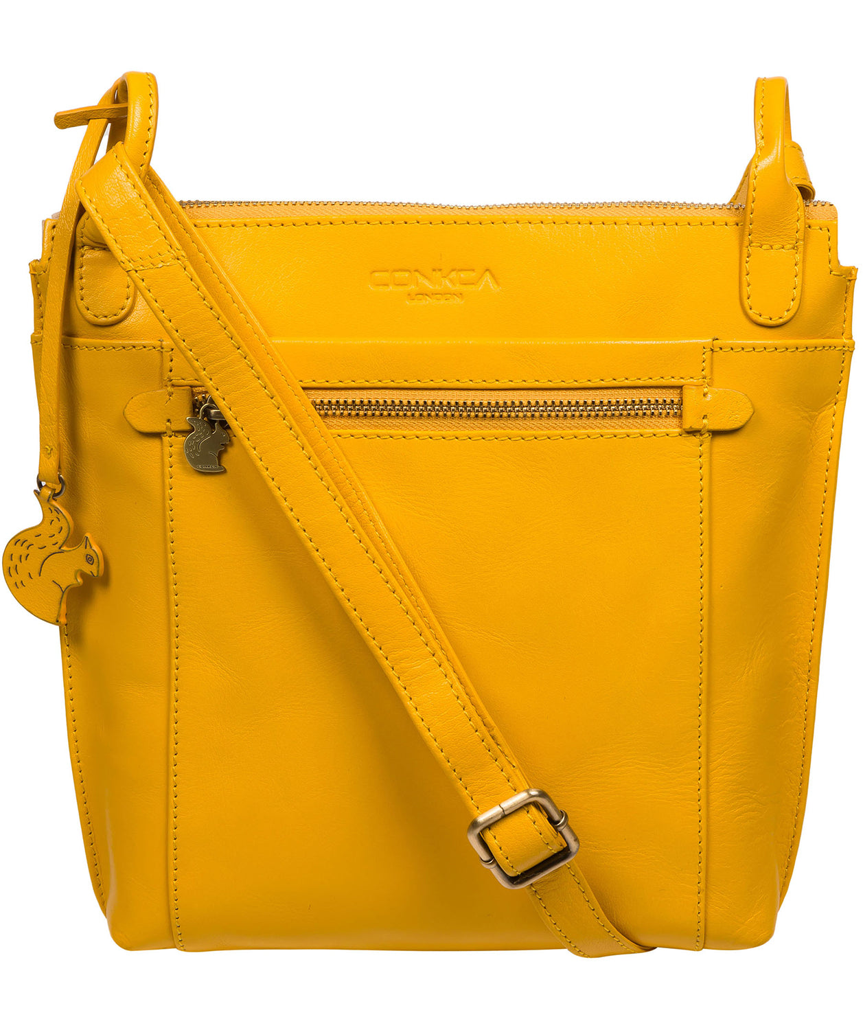 Conkca London Originals Collection Bags: 'Rego' Lemon Drop Leather Cross Body Bag