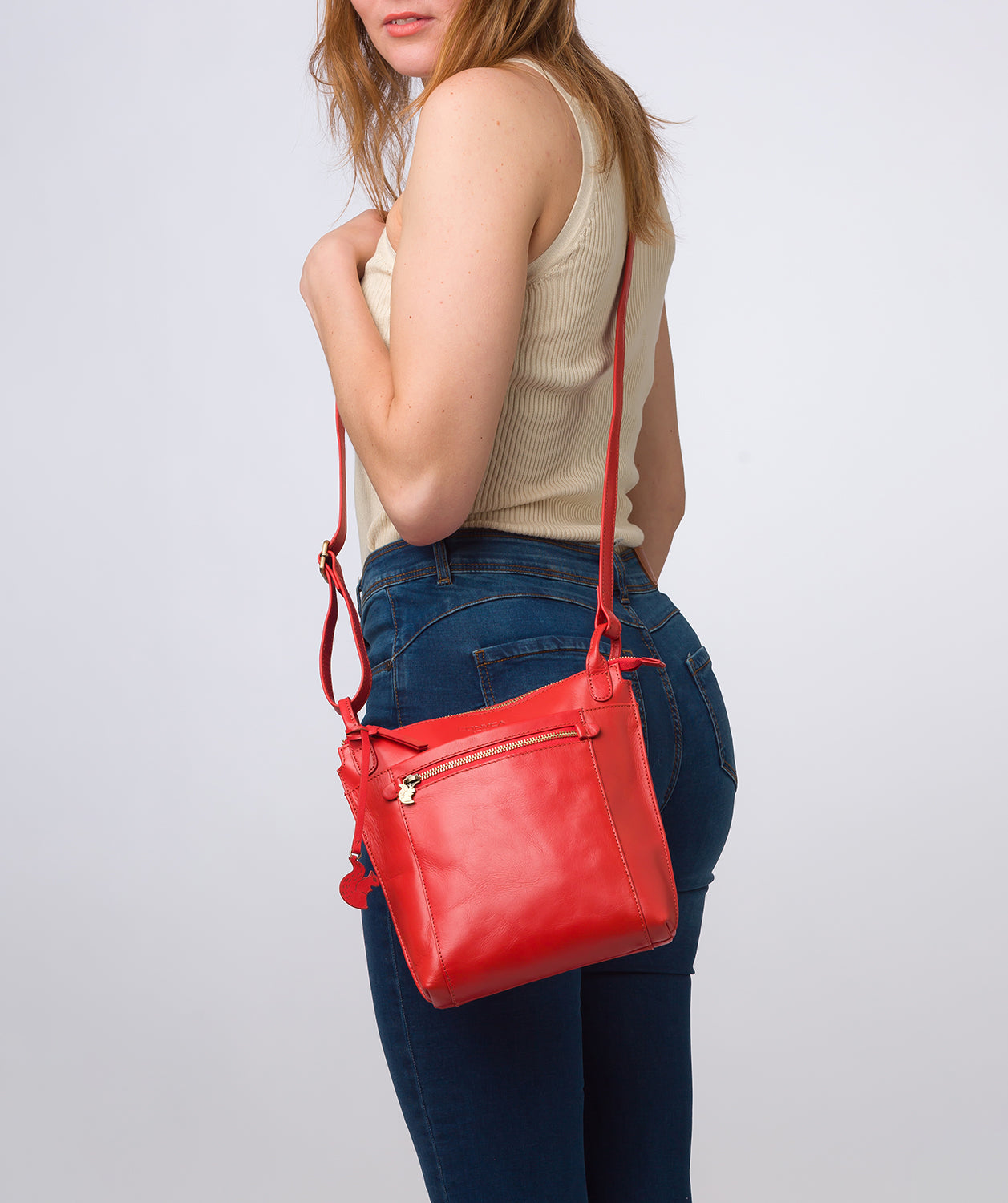 'Rego' Orangeade Leather Cross Body Bag