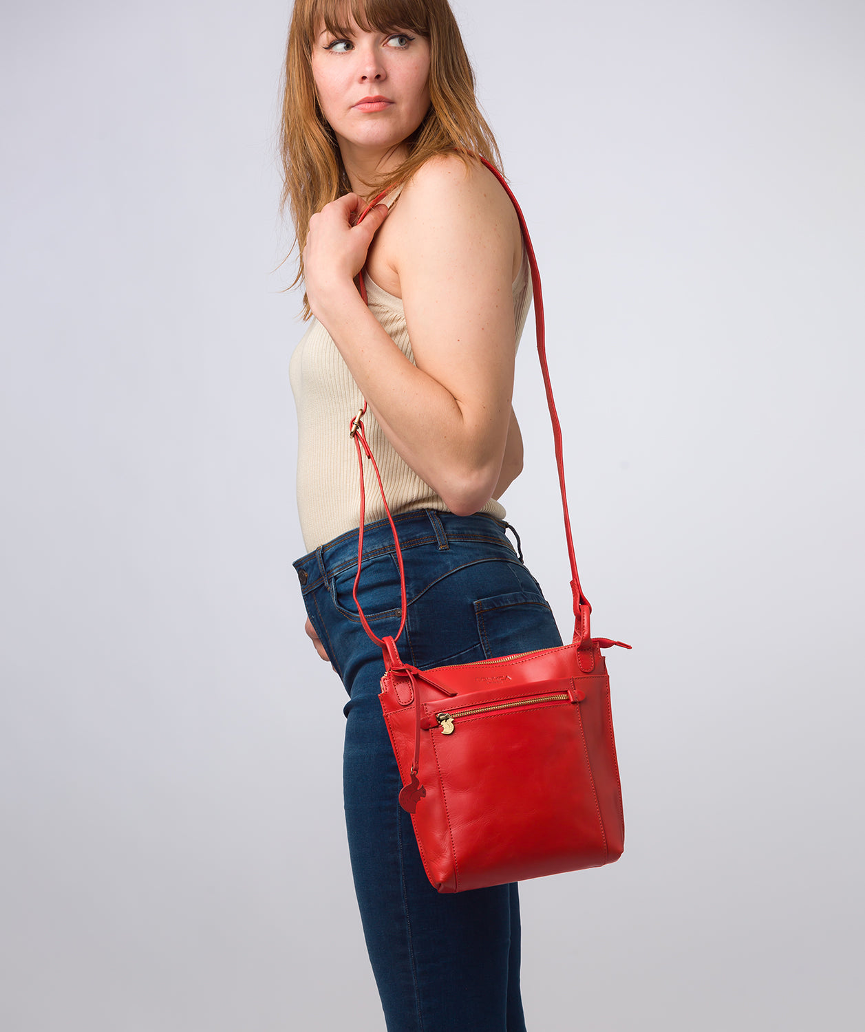 'Rego' Orangeade Leather Cross Body Bag