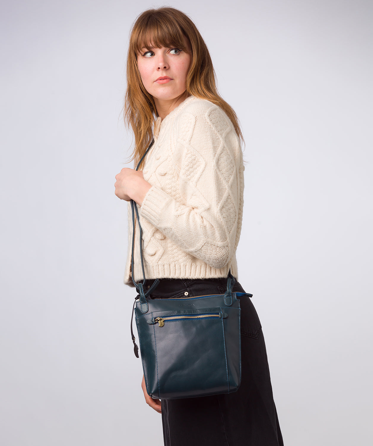 'Rego' Snorkel Blue Leather Cross Body Bag