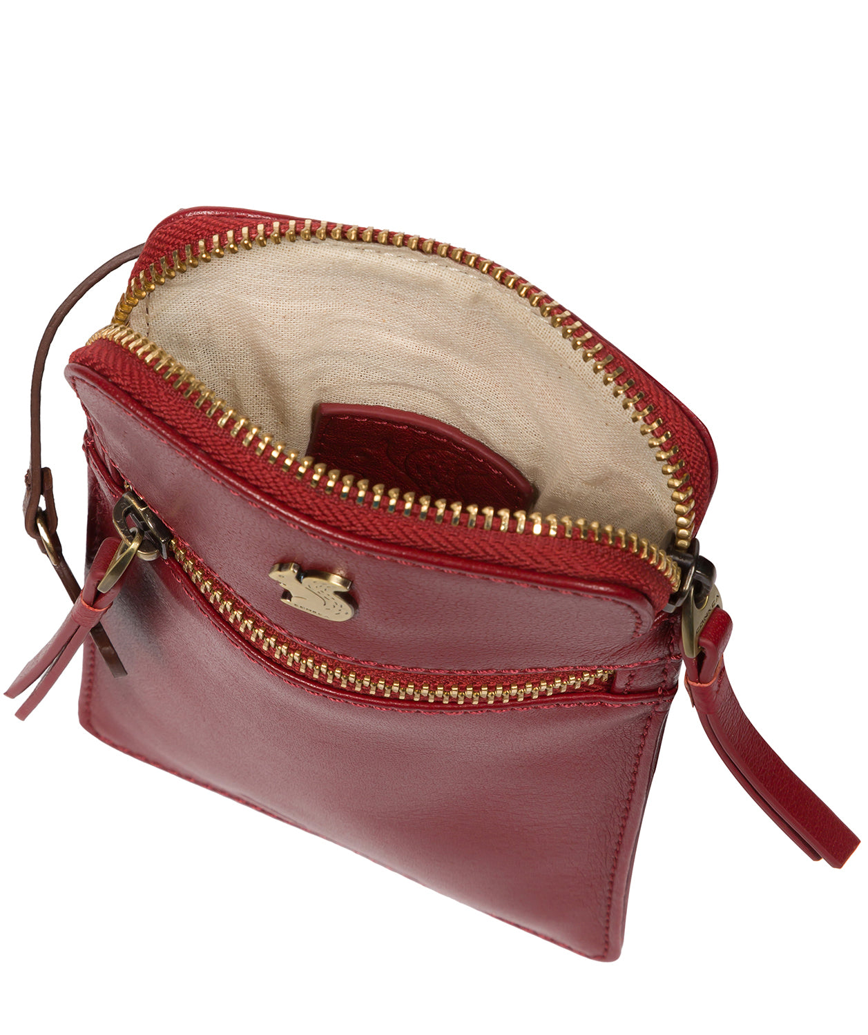 Conkca London Originals Collection Bags: 'Bambino' Chilli Pepper Leather Cross Body Phone Bag