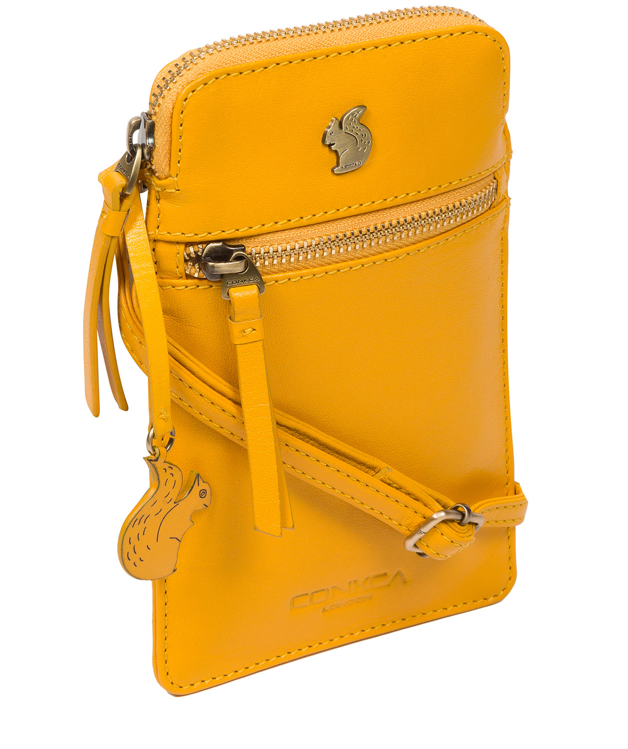 Conkca London Originals Collection Bags: 'Bambino' Lemon Drop Leather Cross Body Phone Bag