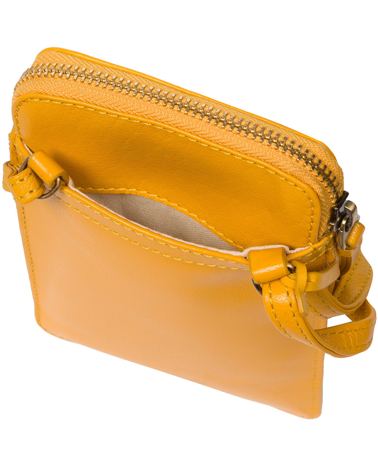 Conkca London Originals Collection Bags: 'Bambino' Lemon Drop Leather Cross Body Phone Bag