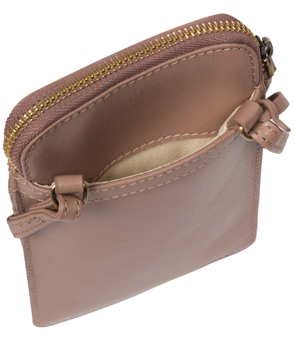 Conkca London Originals Collection Bags: 'Bambino' Natural Taupe Leather Cross Body Phone Bag