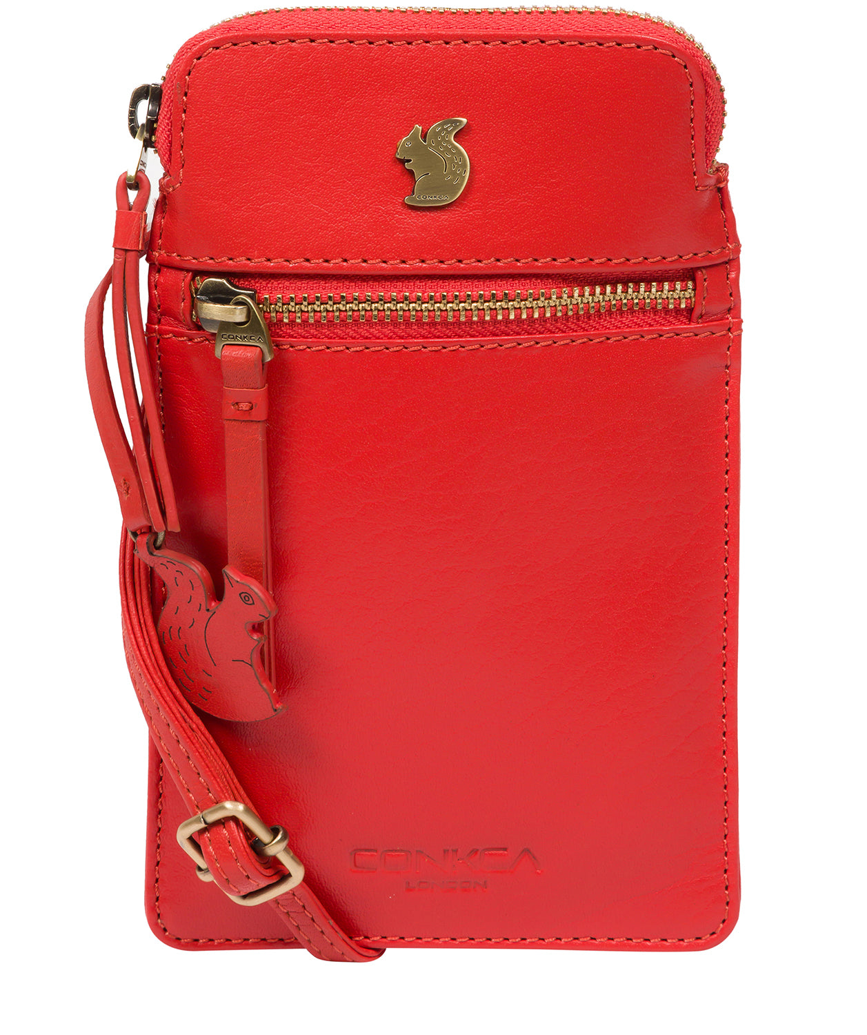 Conkca London Originals Collection Bags: 'Bambino' Orangeade Leather Cross Body Phone Bag