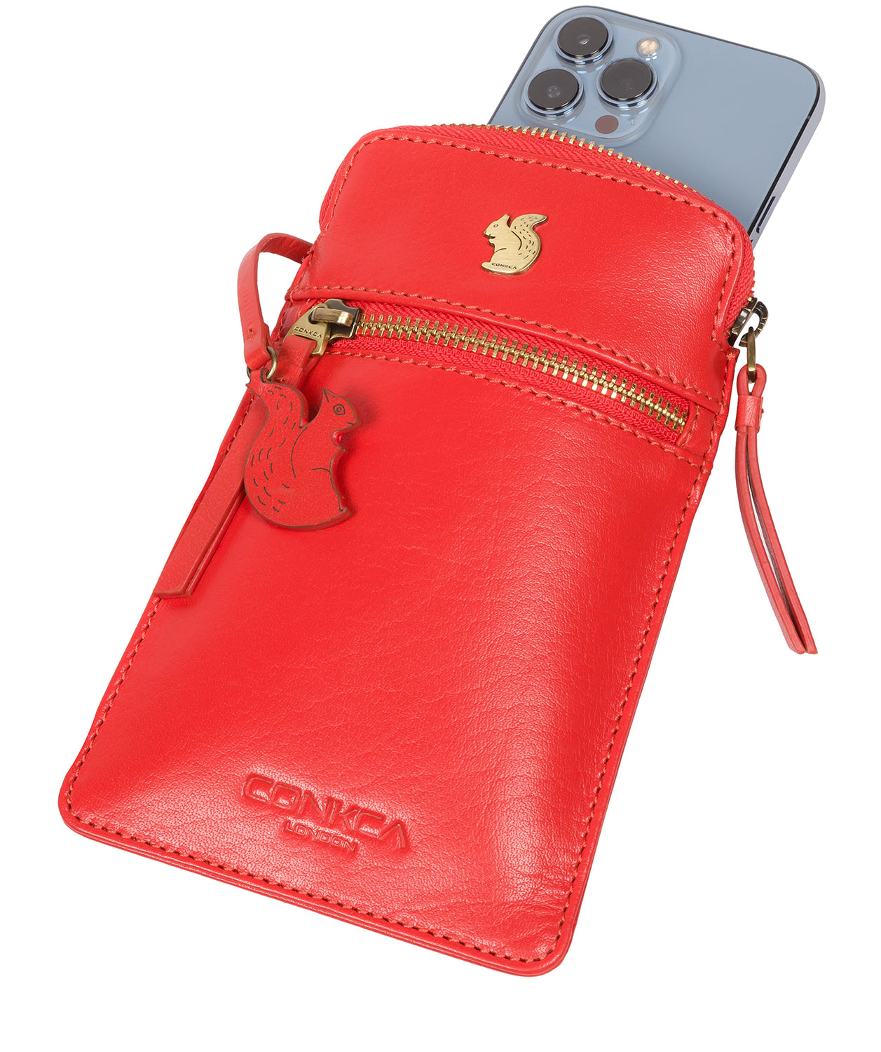 Conkca London Originals Collection Bags: 'Bambino' Orangeade Leather Cross Body Phone Bag