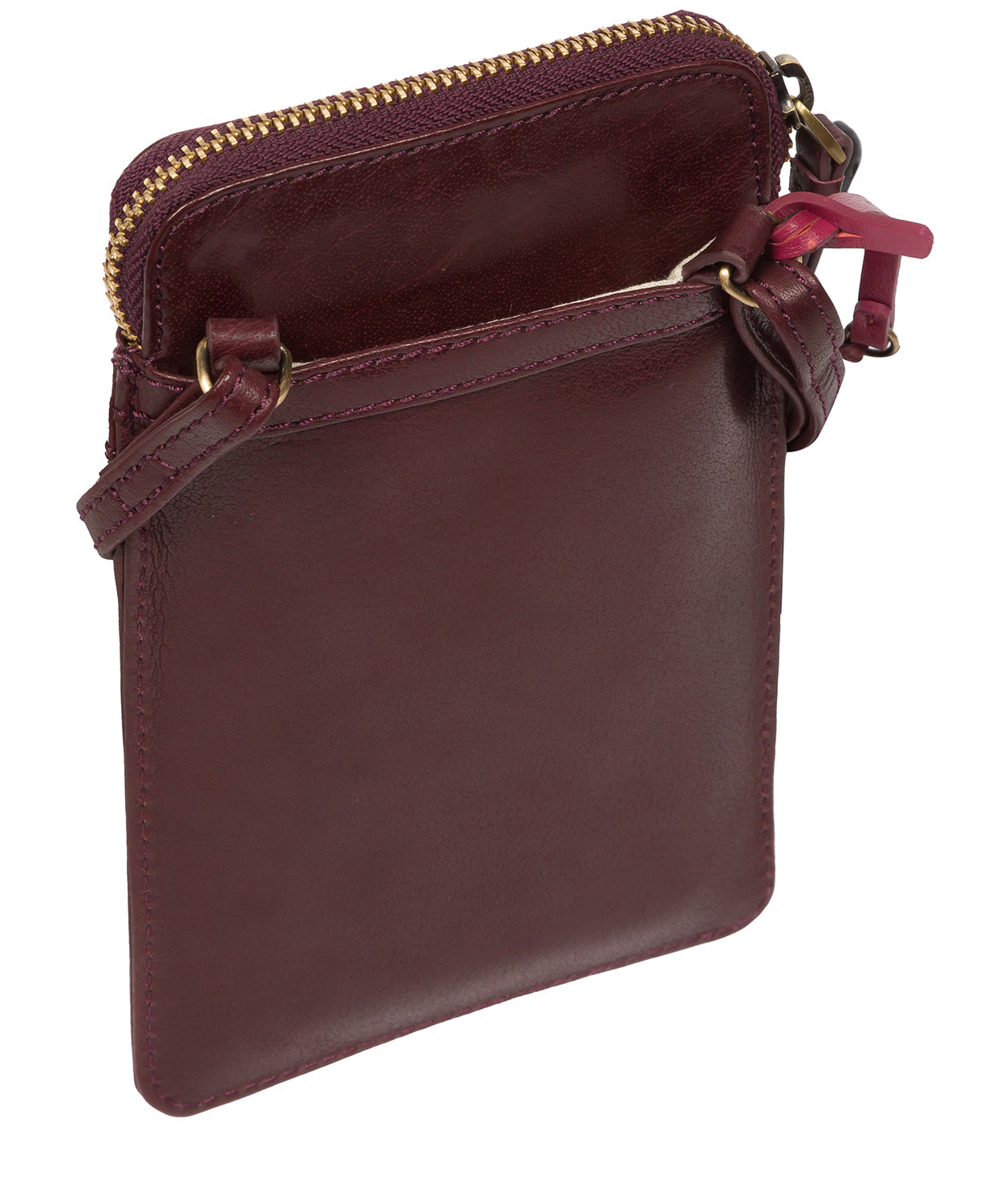 Conkca London Originals Collection Bags: 'Bambino' Plum Leather Cross Body Phone Bag