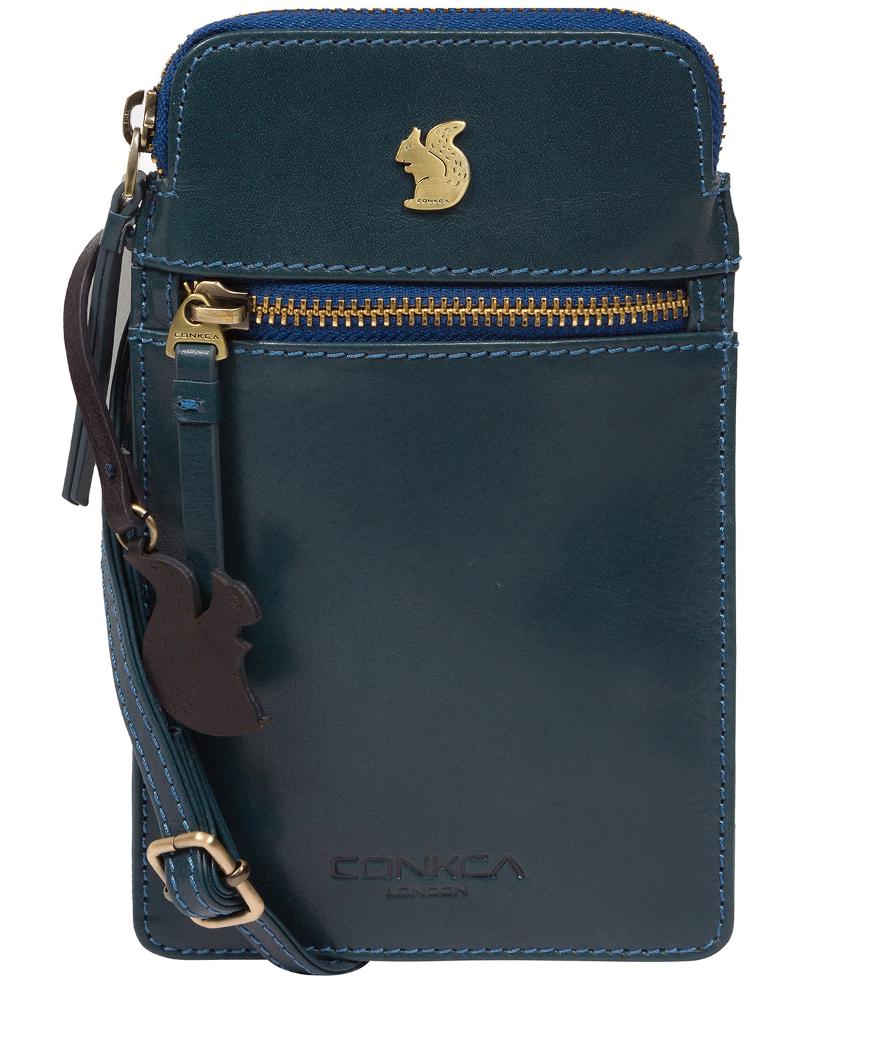 Conkca London Originals Collection Bags: 'Bambino' Snorkel Blue Leather Cross Body Phone Bag