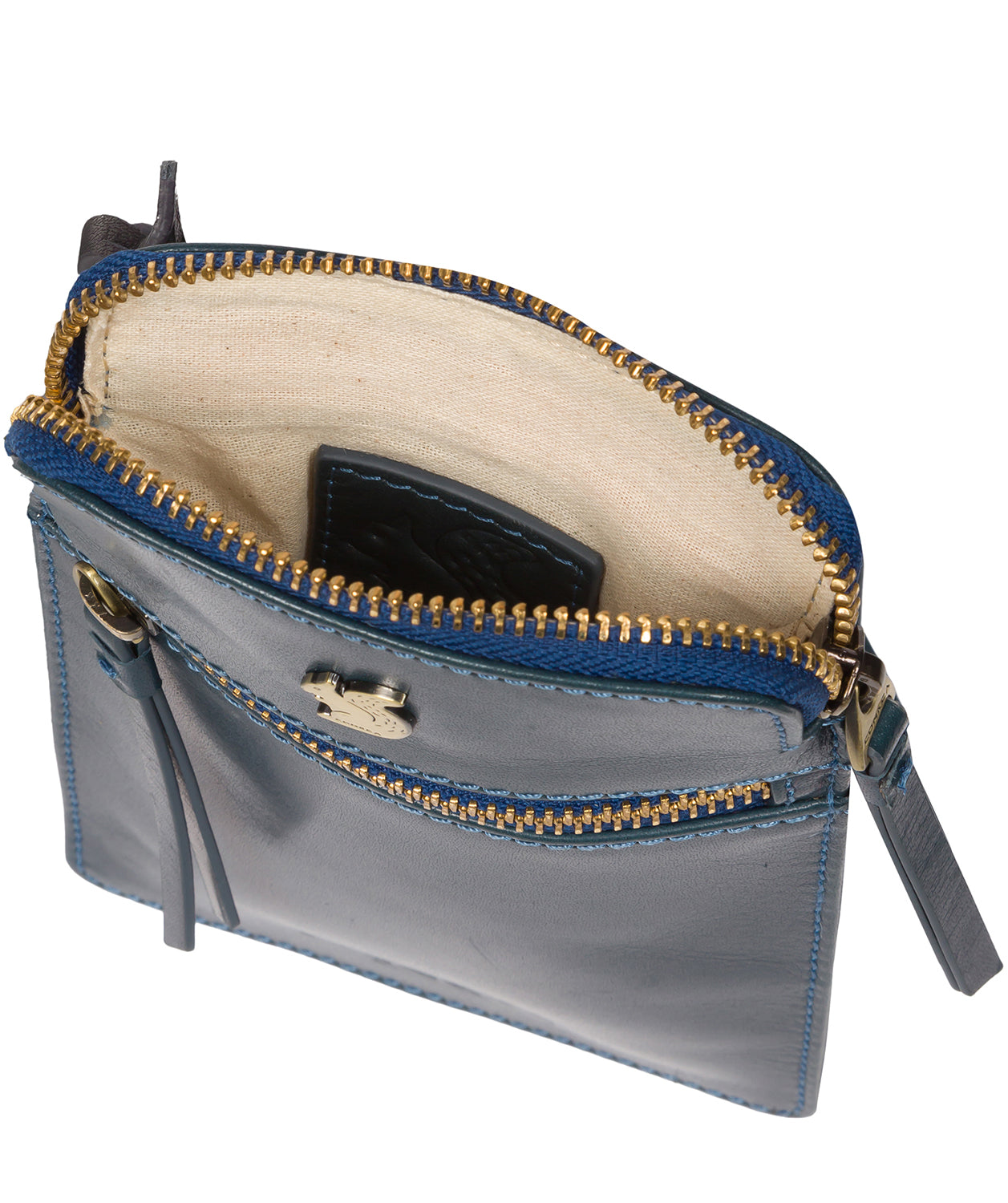 Conkca London Originals Collection Bags: 'Bambino' Snorkel Blue Leather Cross Body Phone Bag