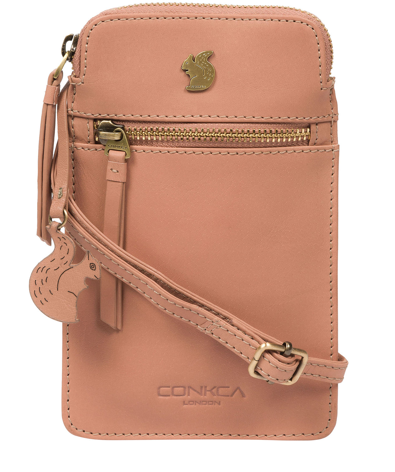 Conkca London Originals Collection Bags: 'Bambino' Subtle Pink Leather Cross Body Phone Bag