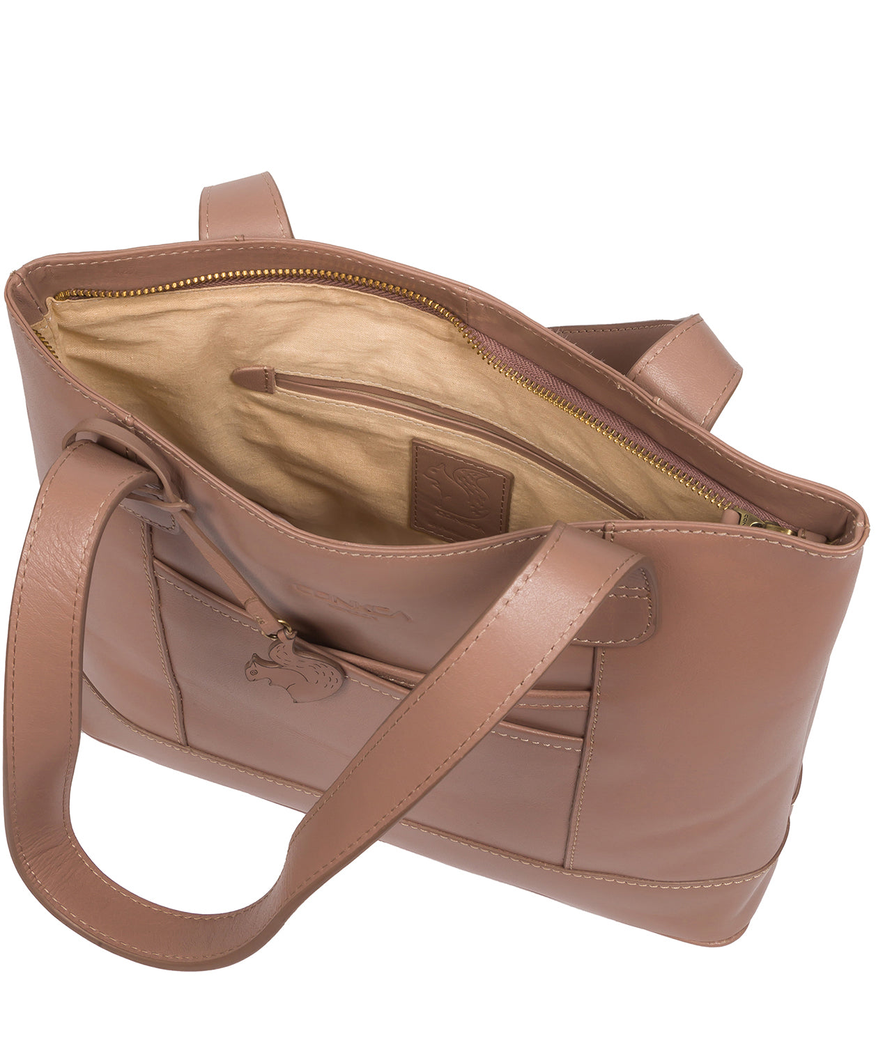 Conkca London Originals Collection Bags: 'Little Patience' Natural Taupe Leather Tote Bag