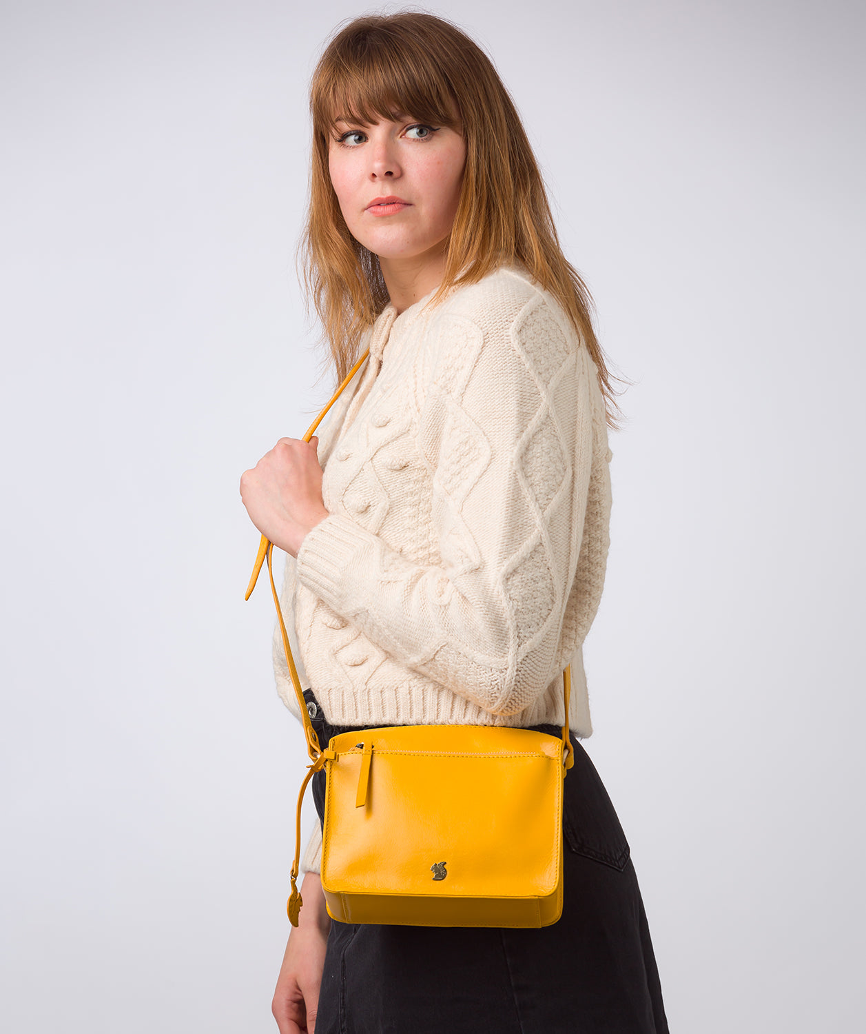 'Aurora' Lemon Drop Leather Cross Body Bag