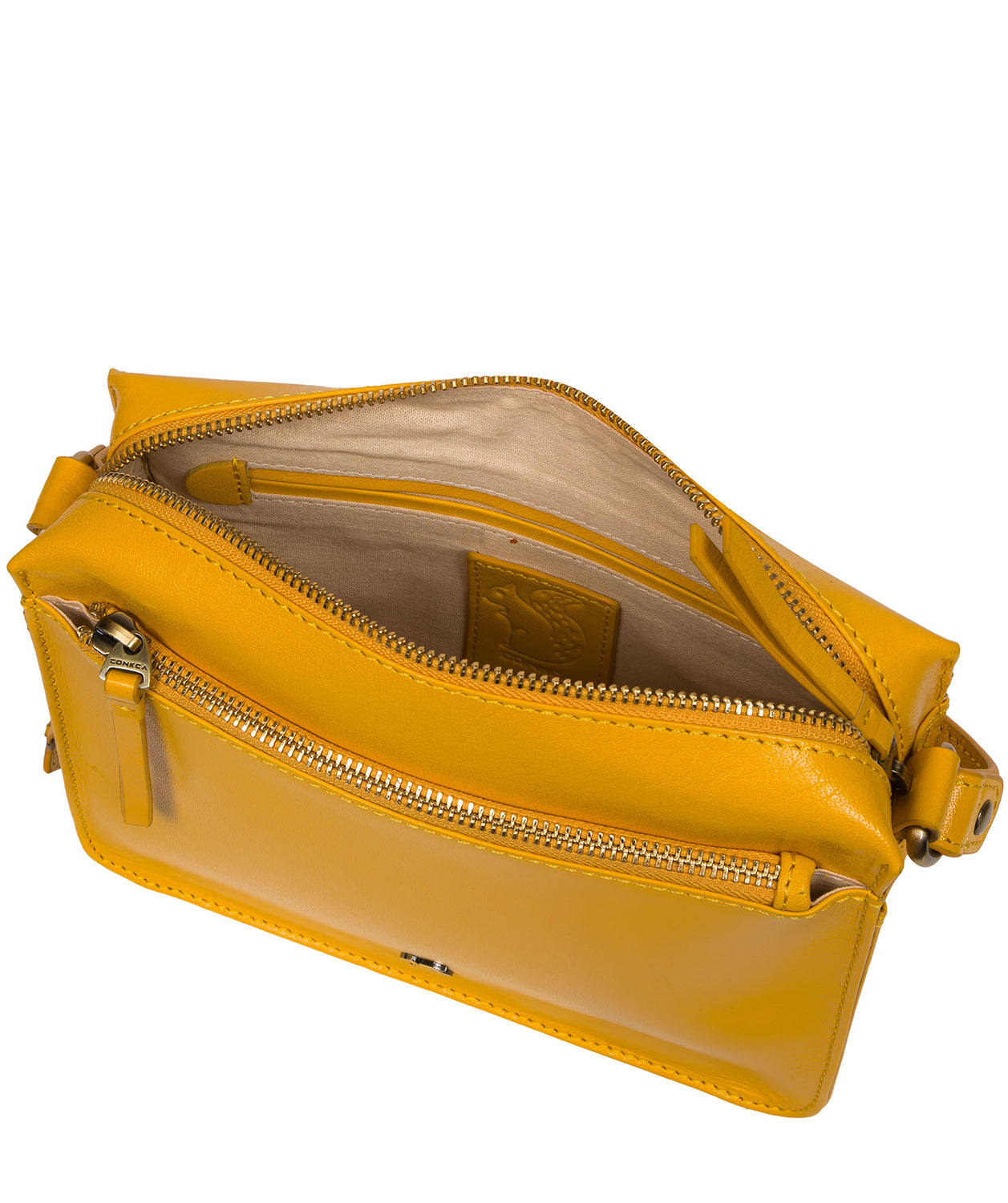 Conkca London Originals Collection Bags: 'Aurora' Lemon Drop Leather Cross Body Bag