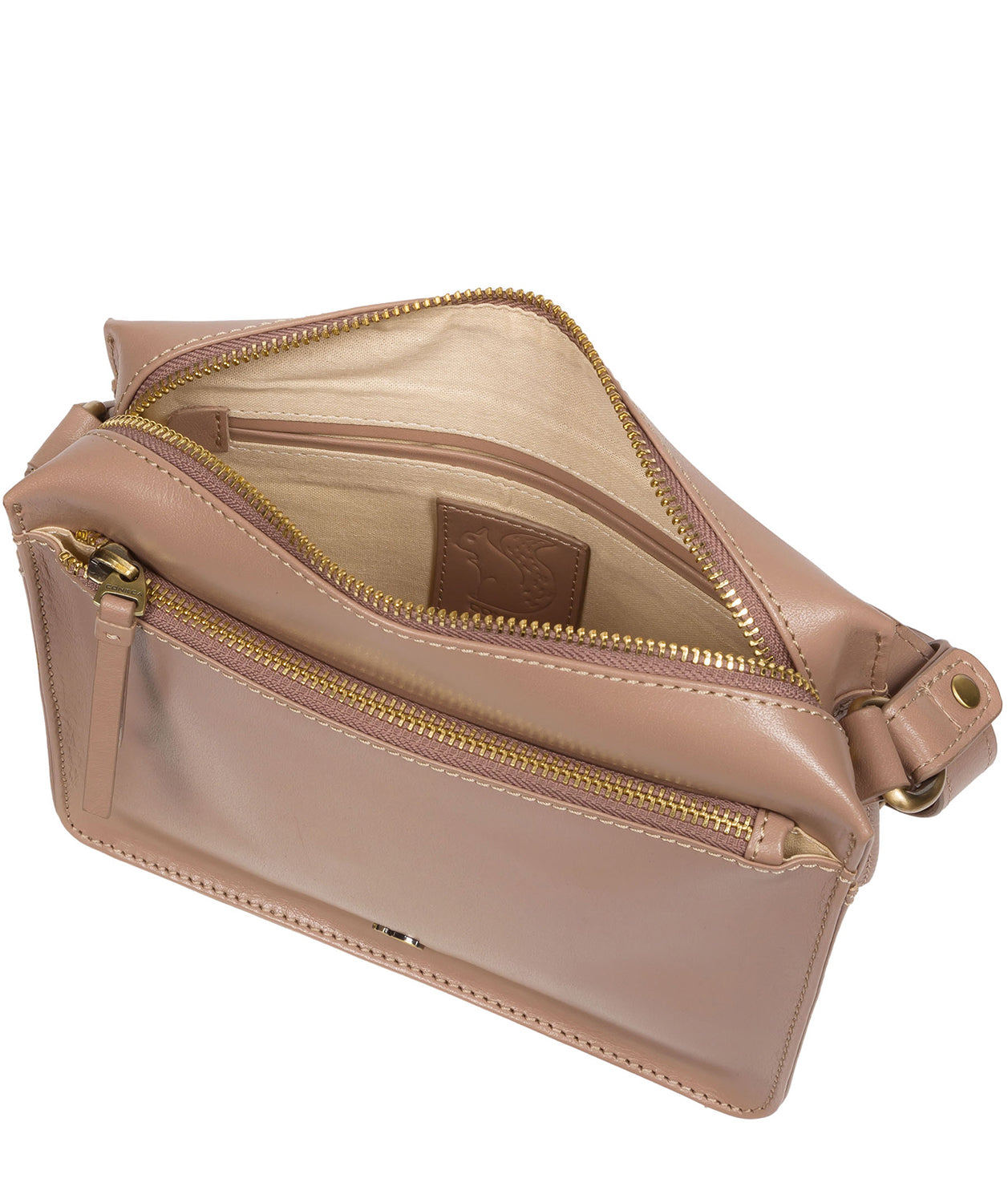 Conkca London Originals Collection Bags: 'Aurora' Natural Taupe Leather Cross Body Bag