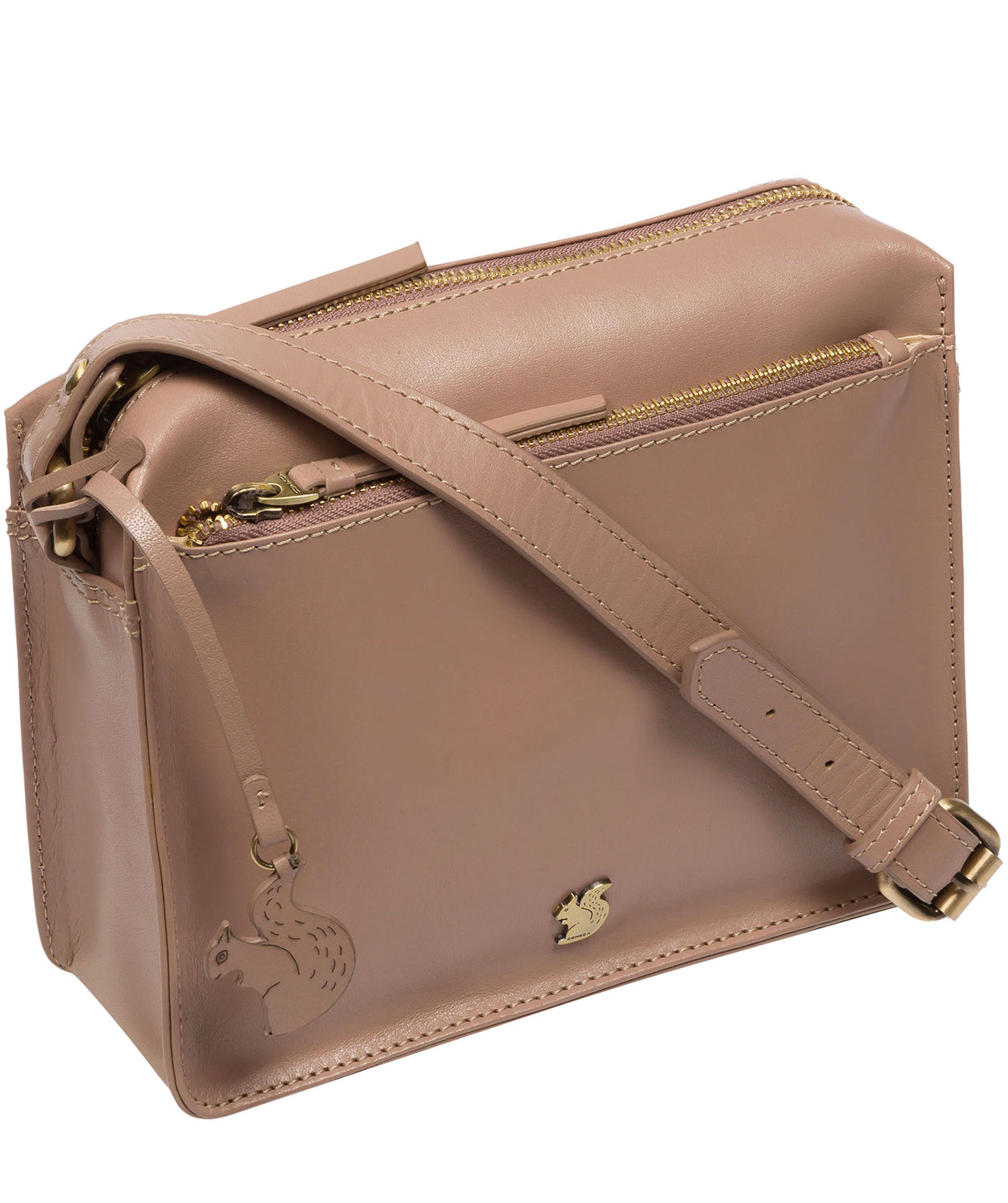 Conkca London Originals Collection Bags: 'Aurora' Natural Taupe Leather Cross Body Bag