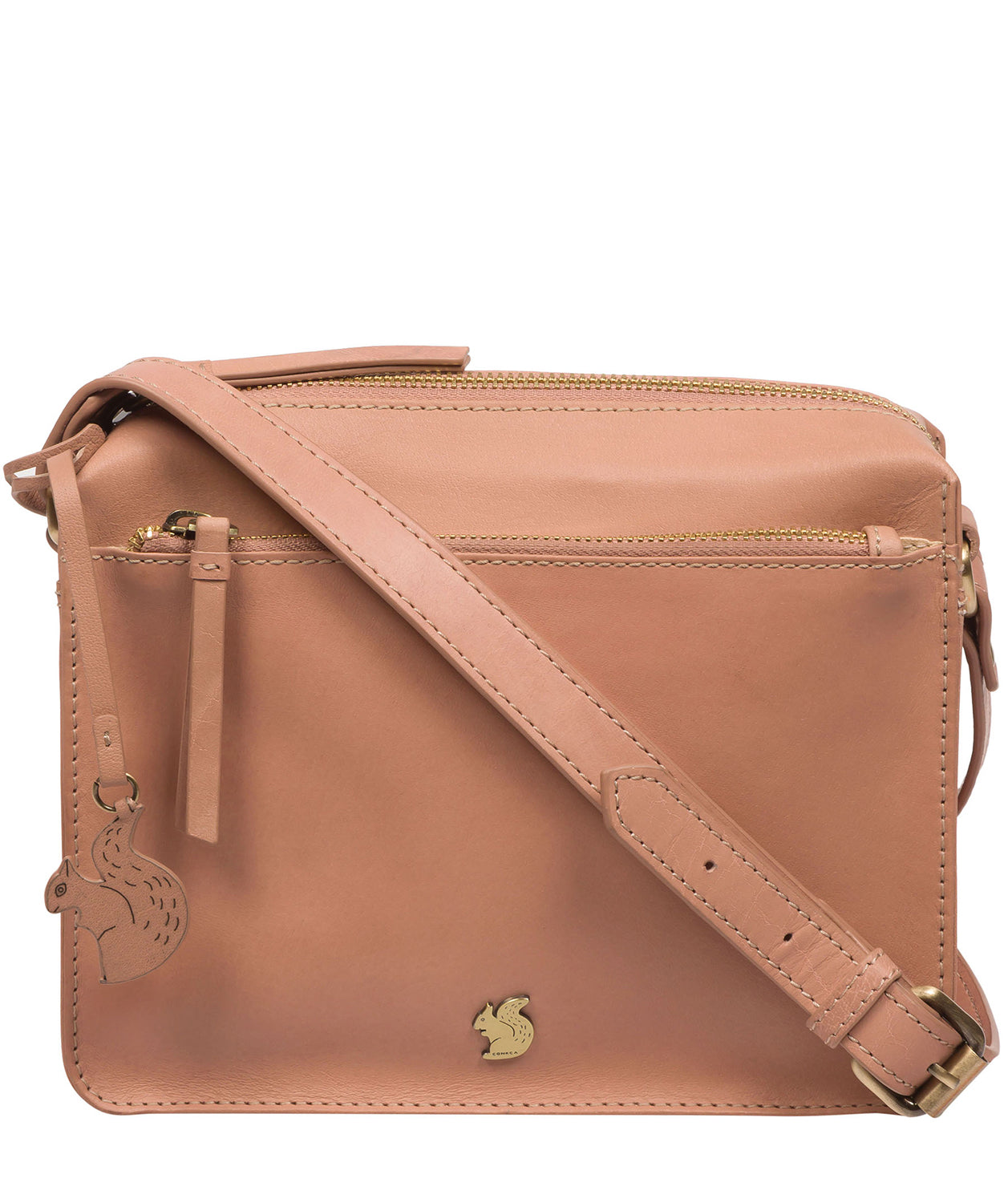 Conkca London Originals Collection Bags: 'Aurora' Subtle Pink Leather Cross Body Bag