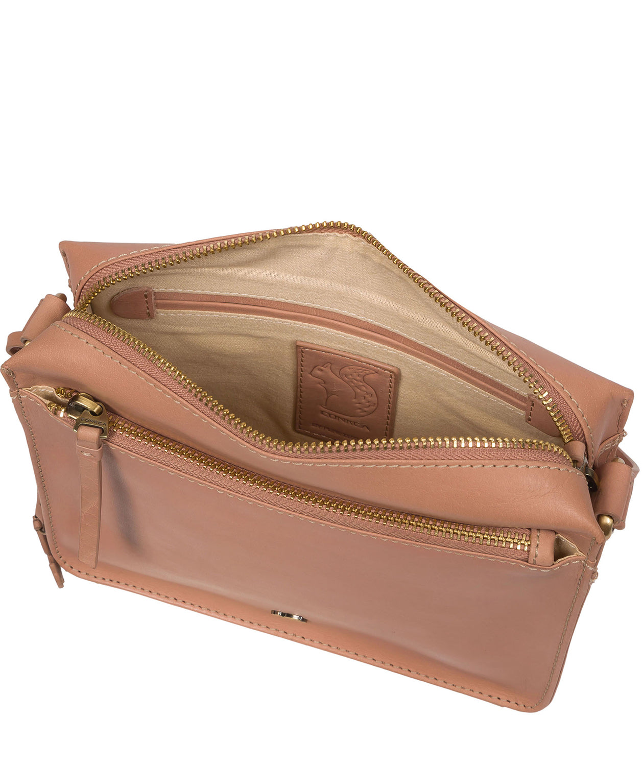 Conkca London Originals Collection Bags: 'Aurora' Subtle Pink Leather Cross Body Bag