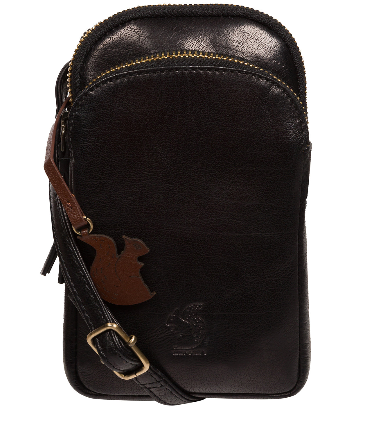 Conkca Signature Collection #product-type#: 'Leia' Black Leather Cross Body Phone Bag