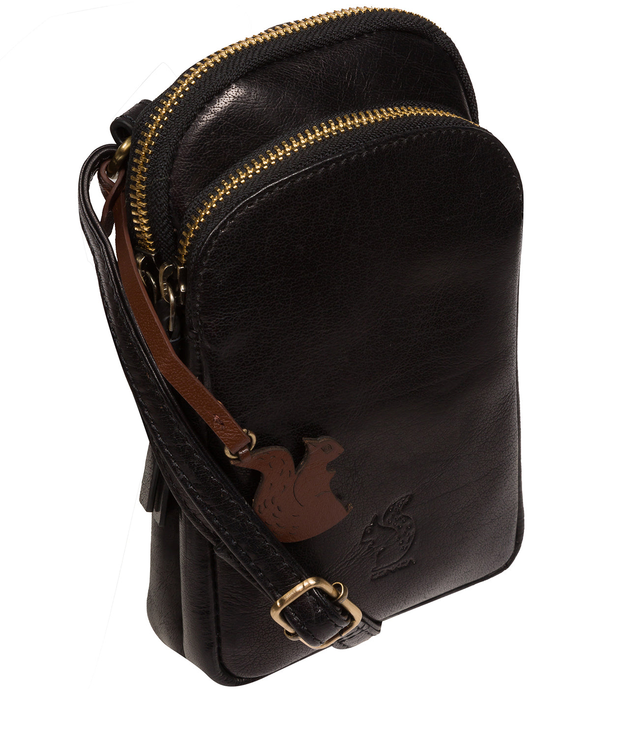 Conkca Signature Collection #product-type#: 'Leia' Black Leather Cross Body Phone Bag