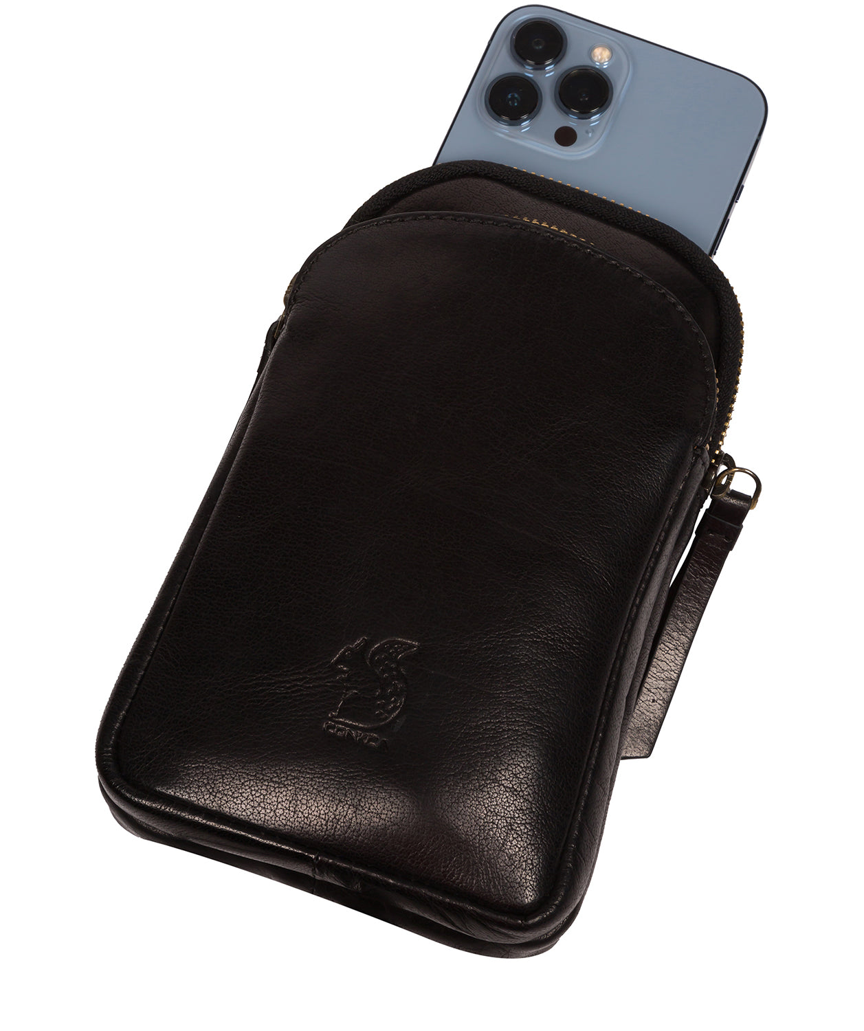 Conkca Signature Collection #product-type#: 'Leia' Black Leather Cross Body Phone Bag