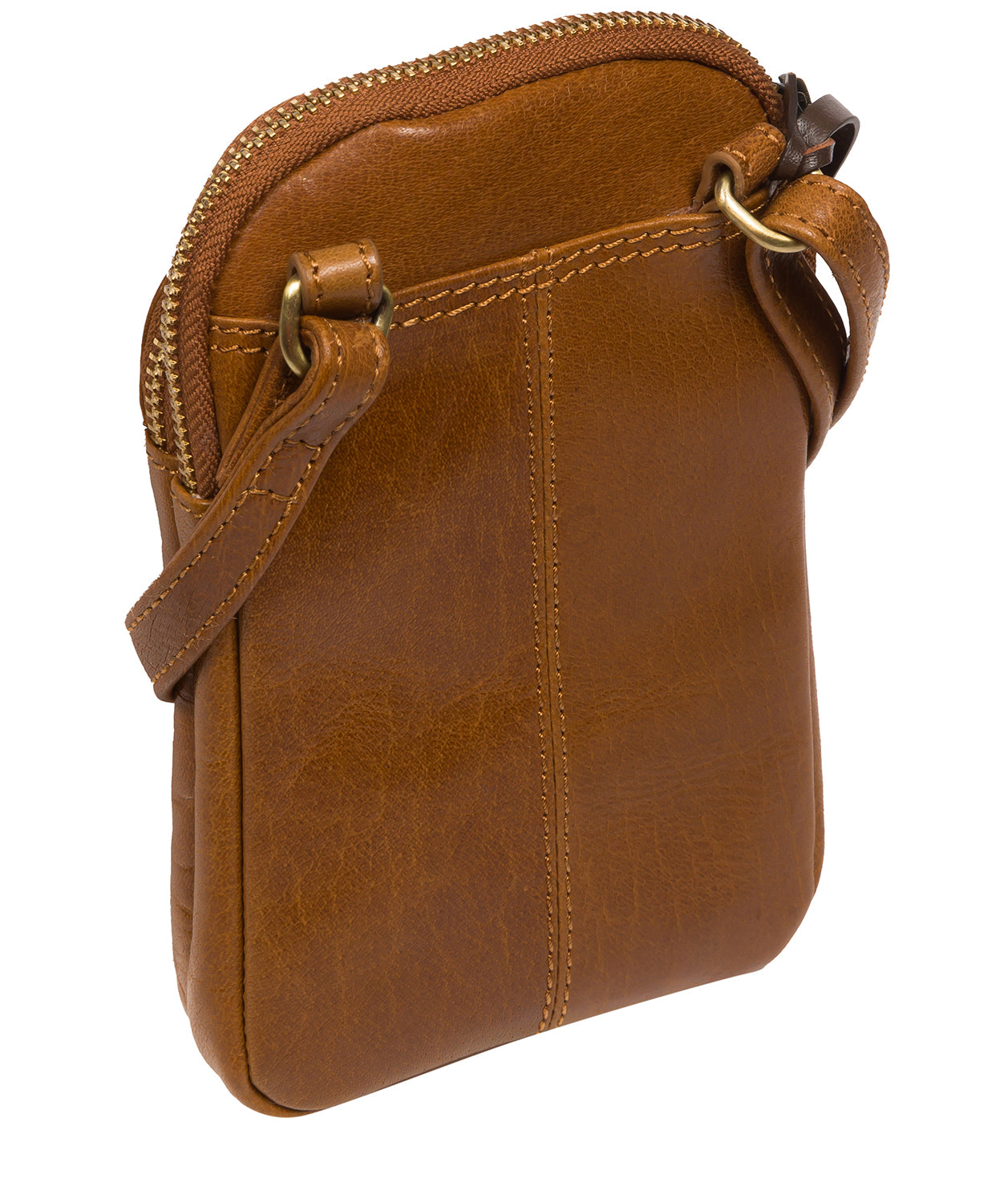 Conkca Signature Collection #product-type#: 'Leia' Dark Tan Leather Cross Body Phone Bag