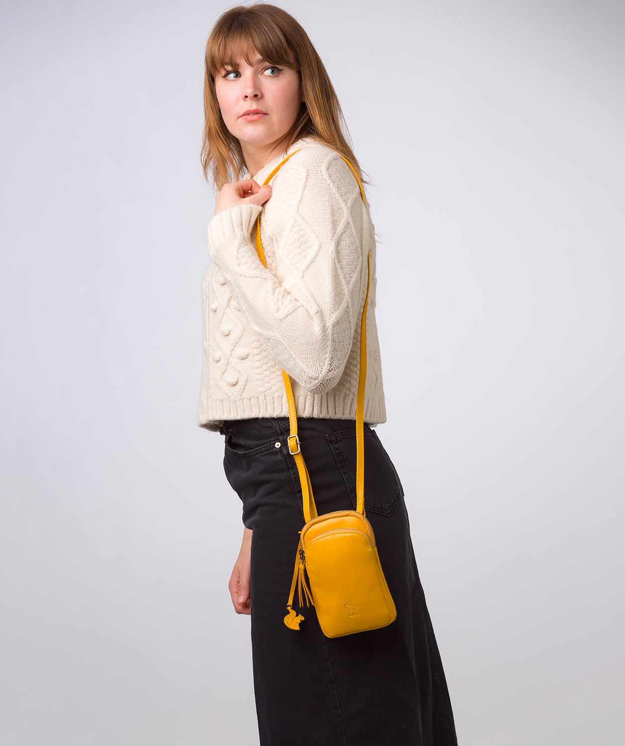 'Leia' Lemon Drop Leather Cross Body Phone Bag