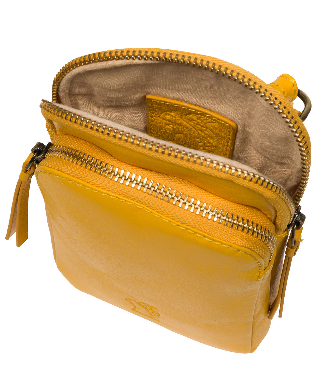 Conkca Signature Collection #product-type#: 'Leia' Lemon Drop Leather Cross Body Phone Bag