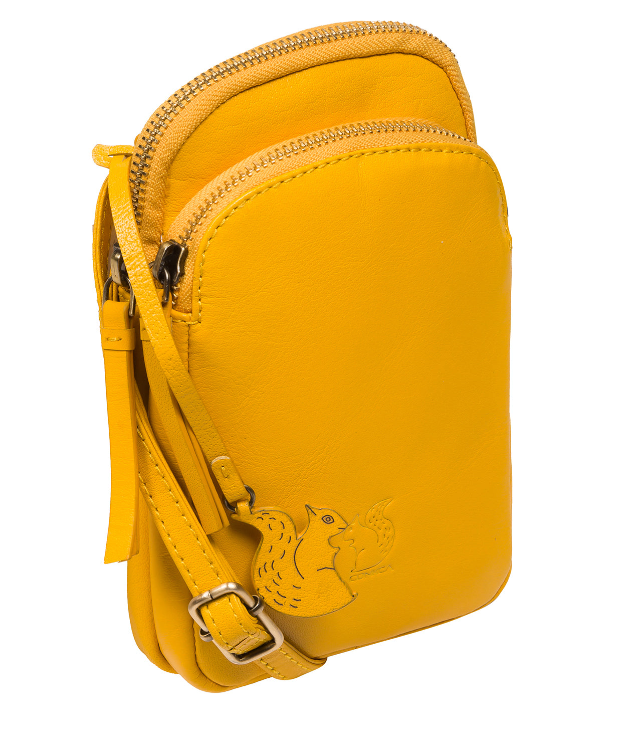 Conkca Signature Collection #product-type#: 'Leia' Lemon Drop Leather Cross Body Phone Bag