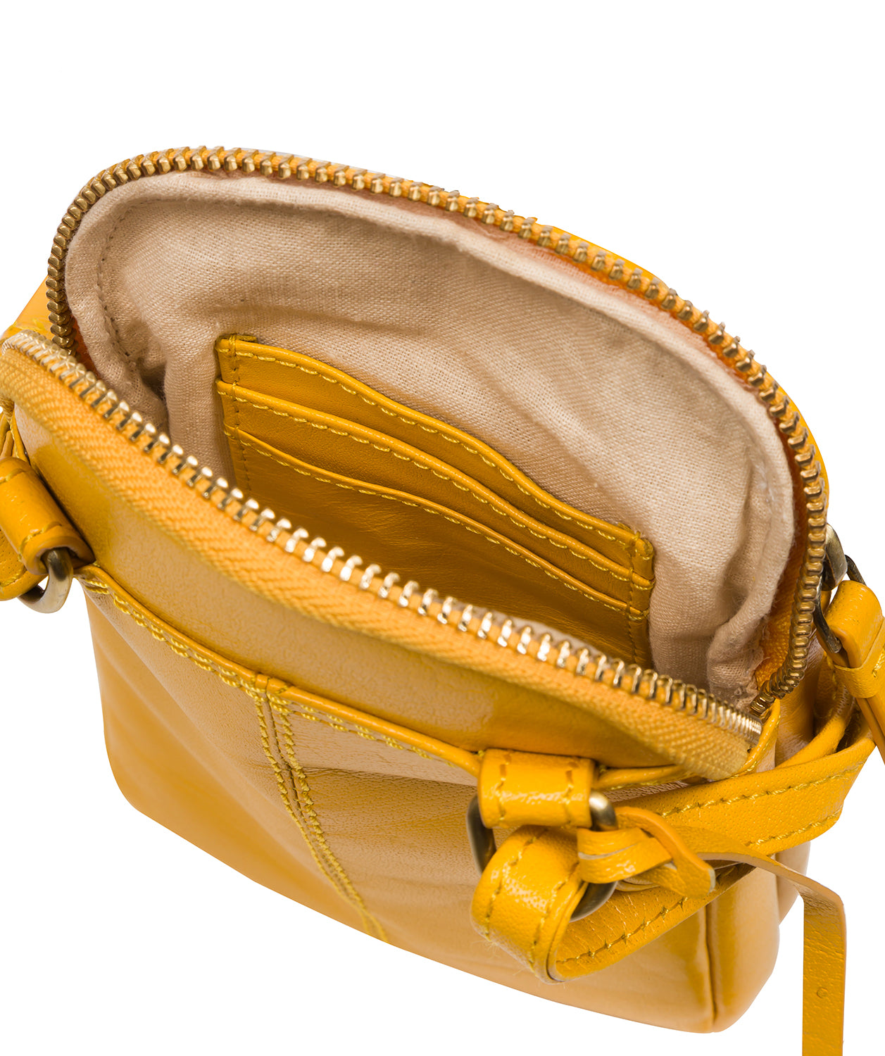 Conkca Signature Collection #product-type#: 'Leia' Lemon Drop Leather Cross Body Phone Bag