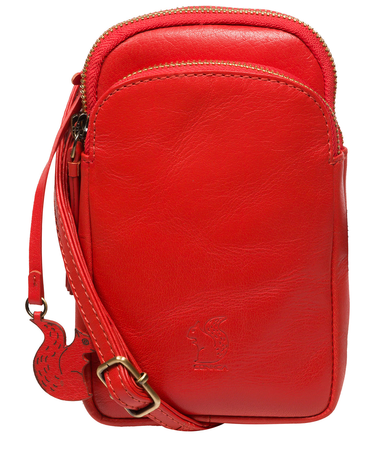 Conkca Signature Collection #product-type#: 'Leia' Orangerade Leather Cross Body Phone Bag