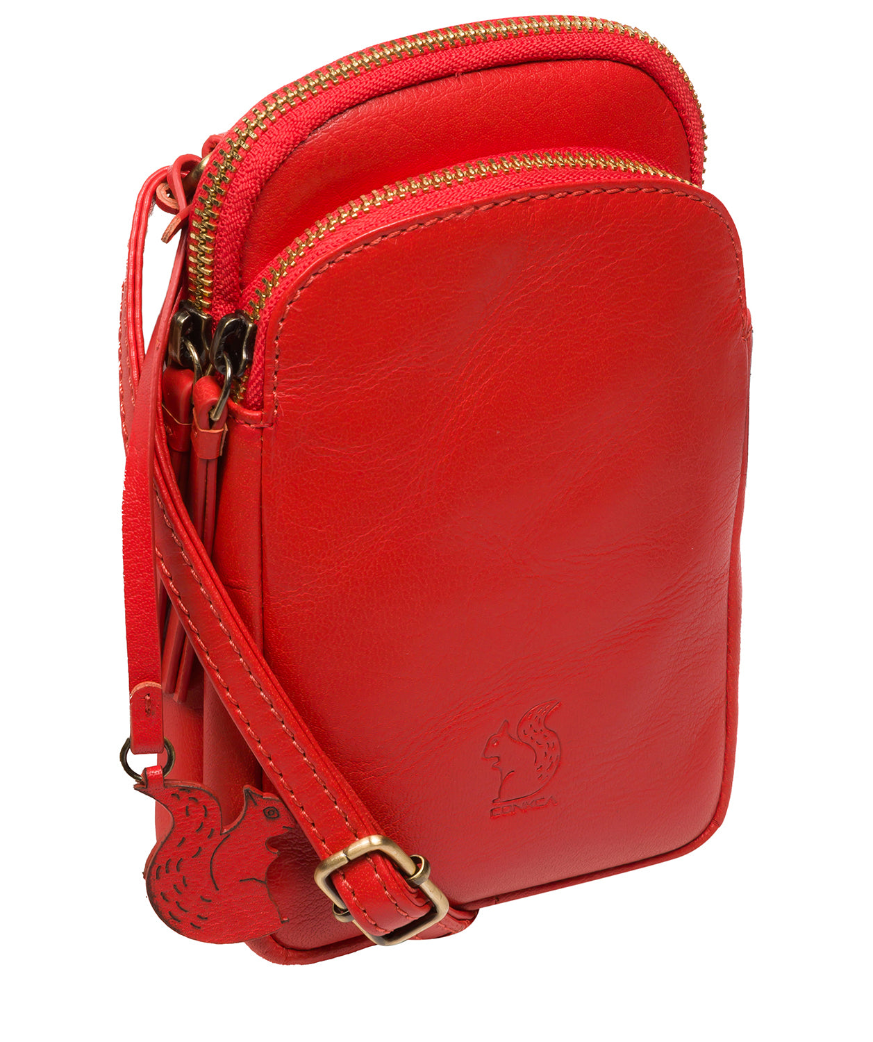 Conkca Signature Collection #product-type#: 'Leia' Orangerade Leather Cross Body Phone Bag