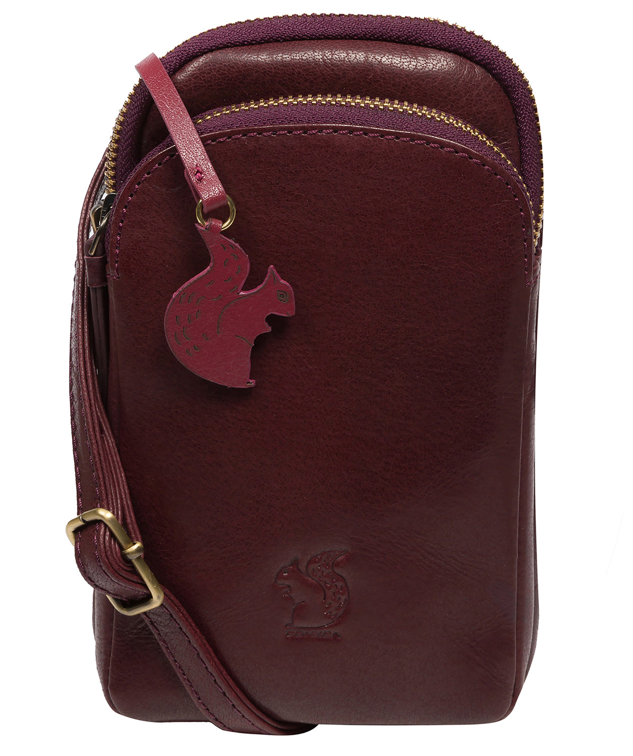 'Leia' Plum Leather Cross Body Phone Bag