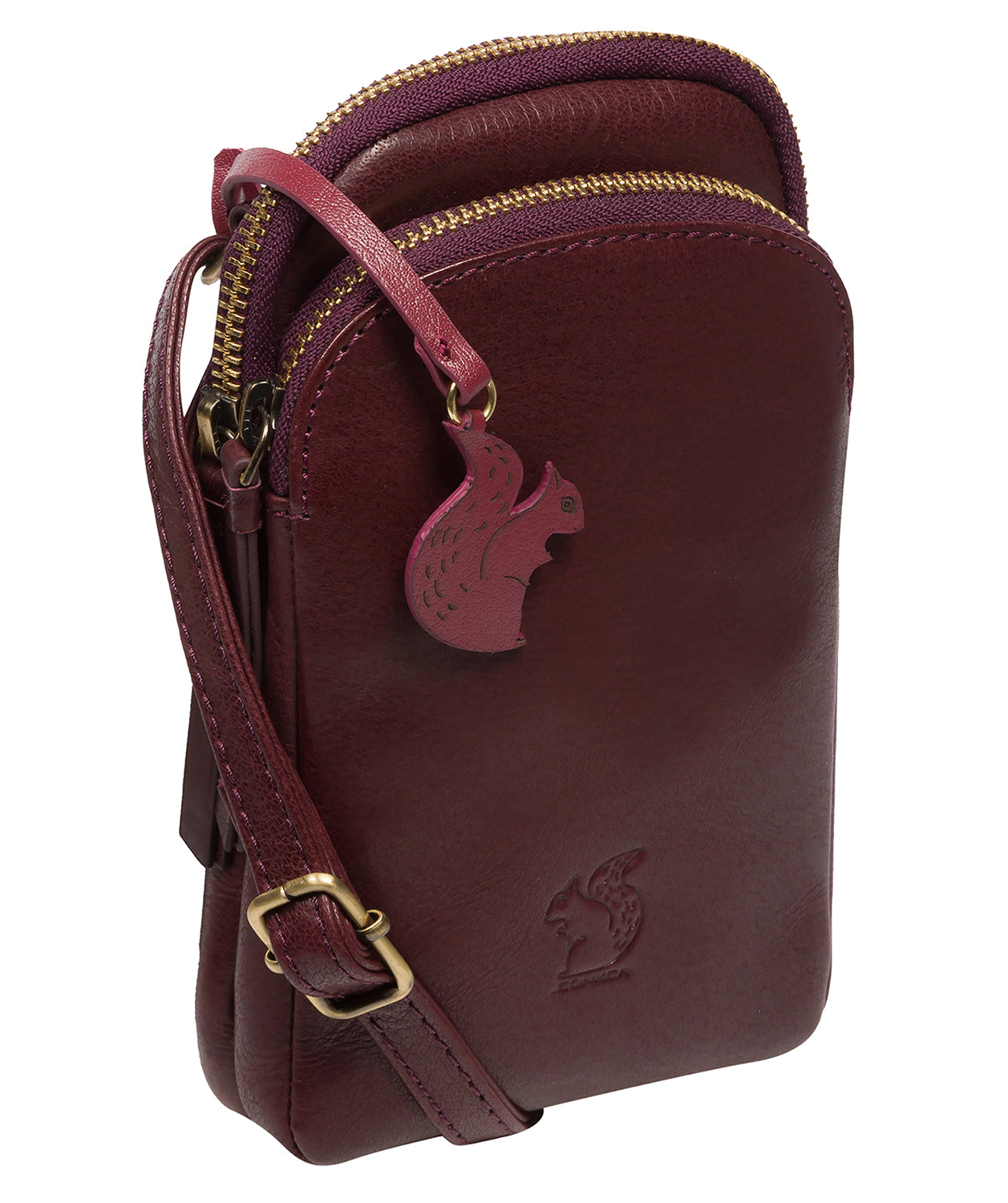 'Leia' Plum Leather Cross Body Phone Bag