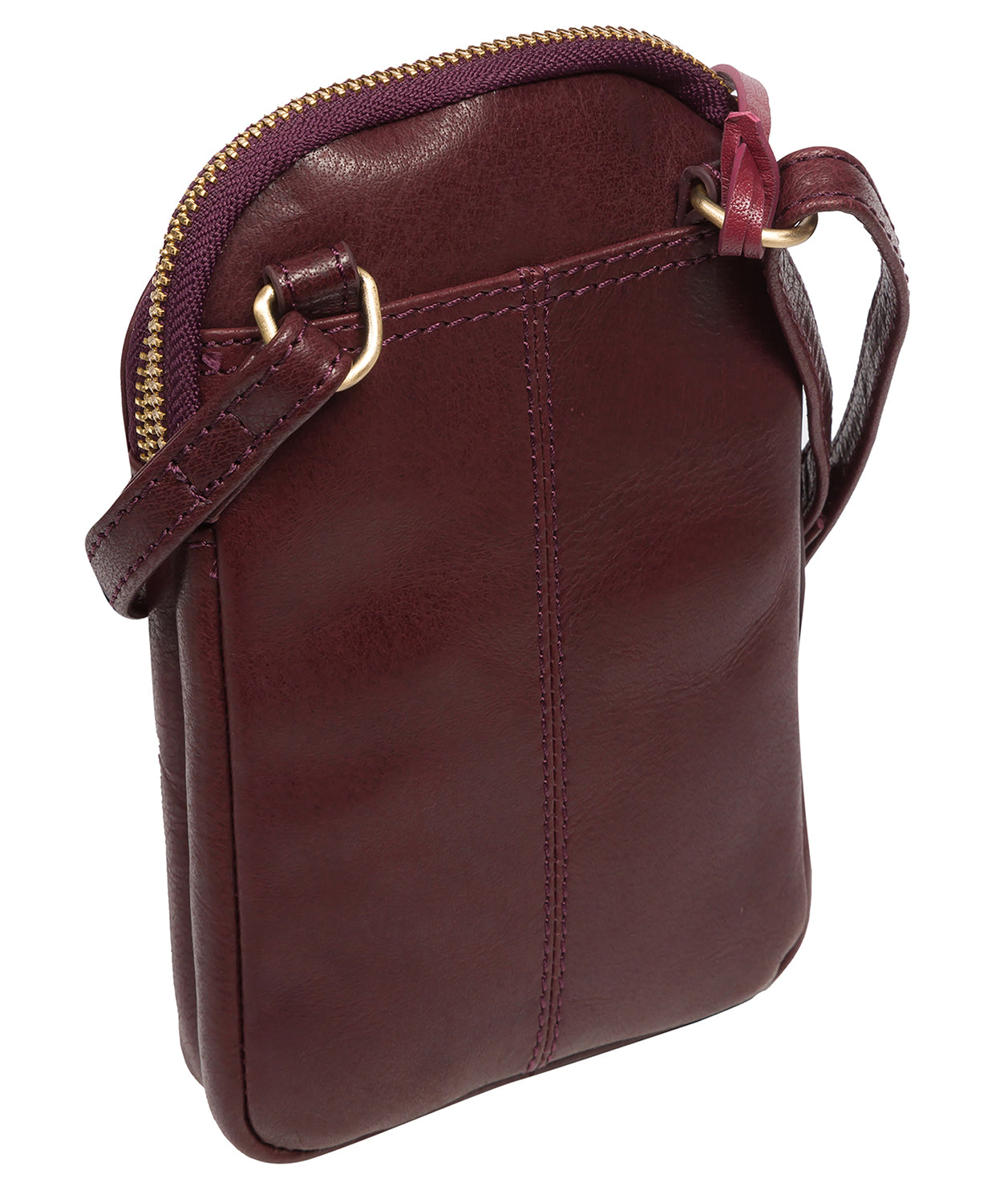 'Leia' Plum Leather Cross Body Phone Bag