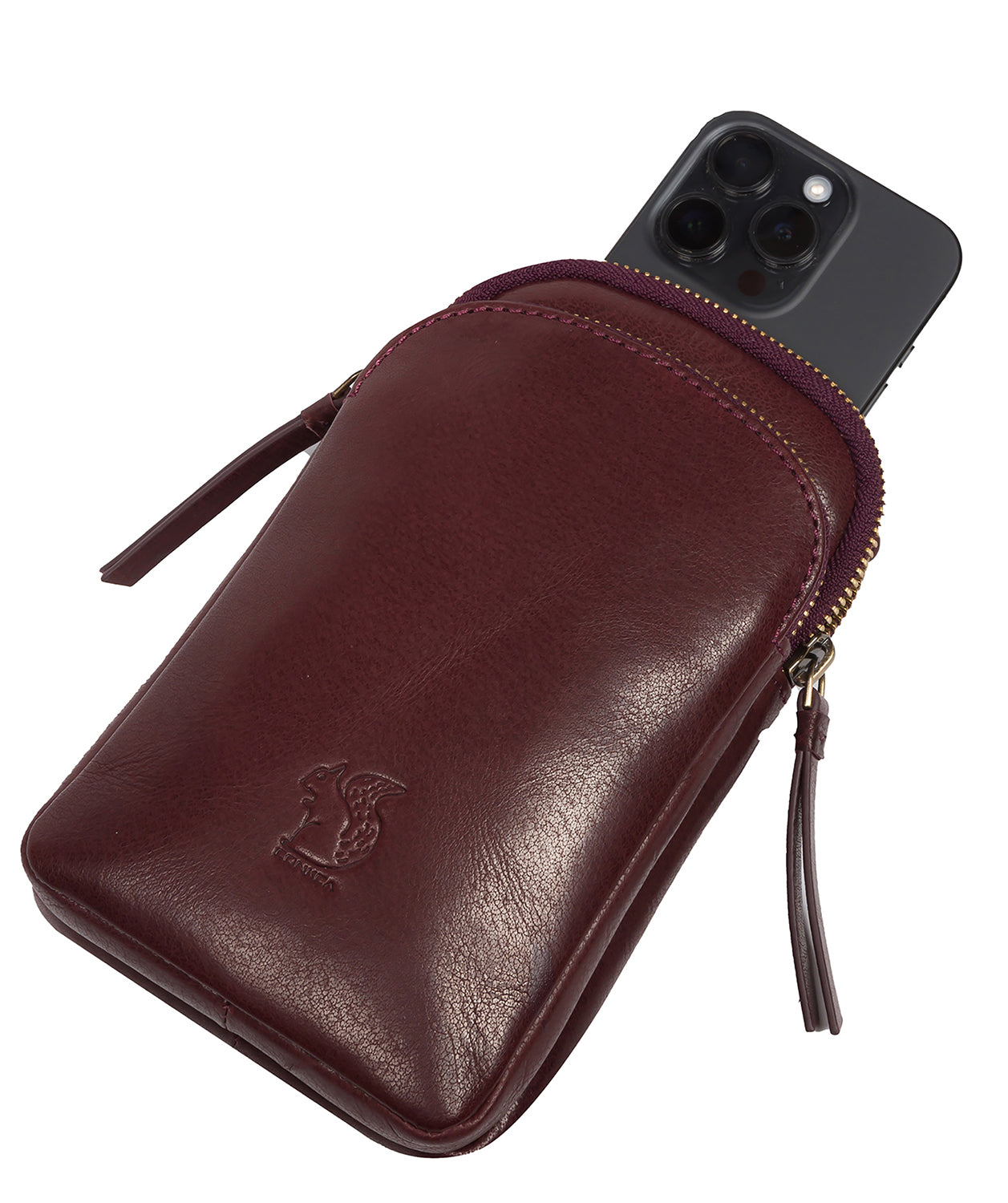 'Leia' Plum Leather Cross Body Phone Bag