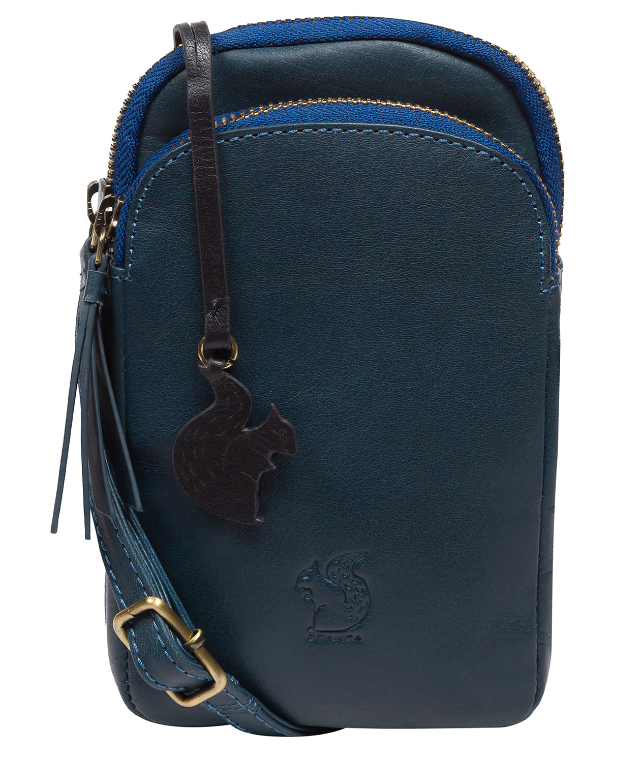 'Leia' Snorkel Blue Leather Cross Body Phone Bag