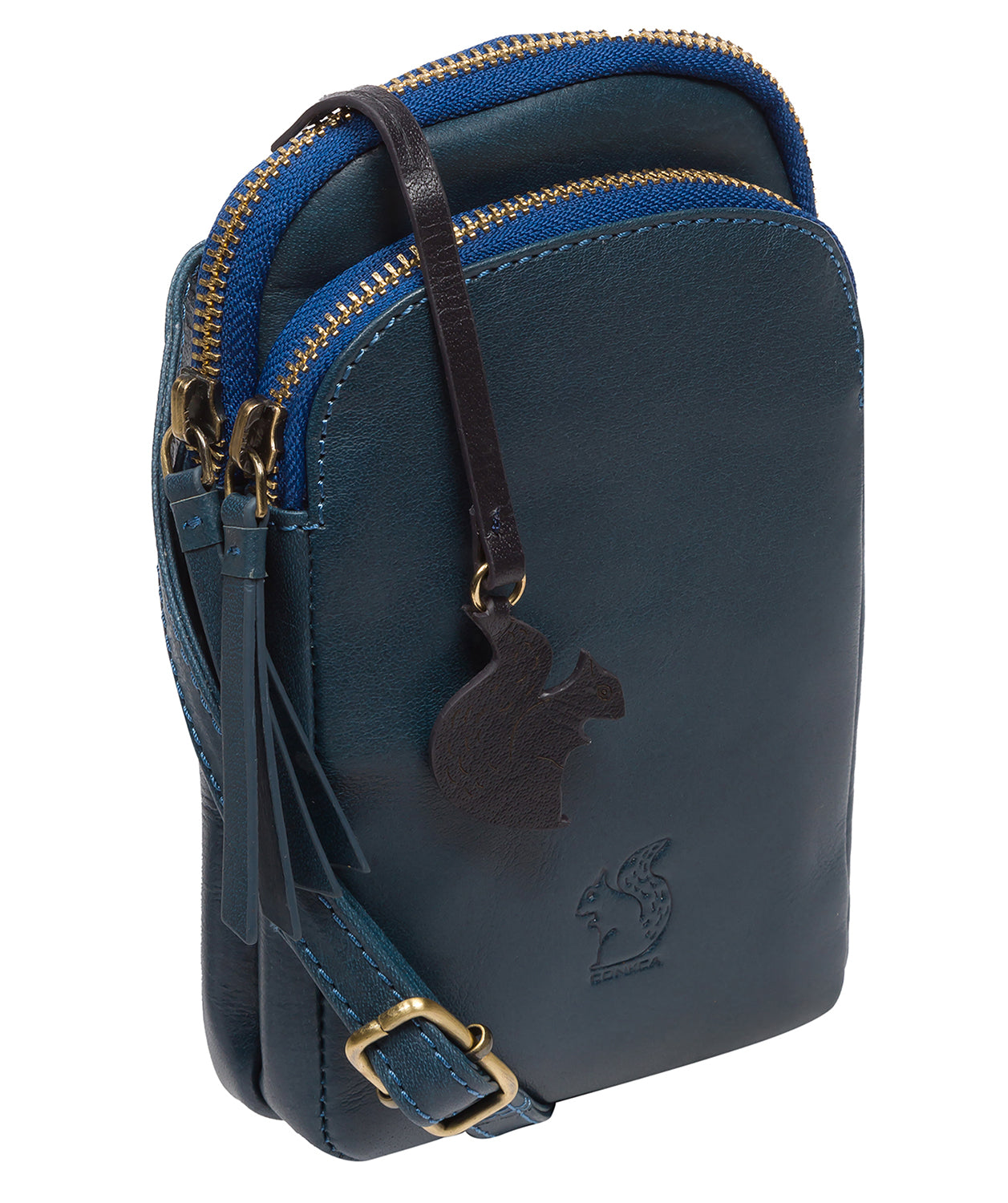 'Leia' Snorkel Blue Leather Cross Body Phone Bag