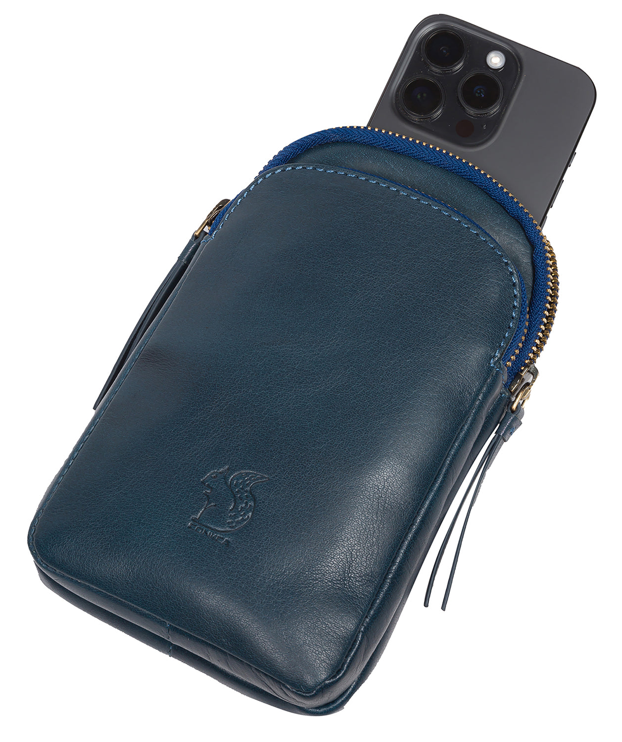 'Leia' Snorkel Blue Leather Cross Body Phone Bag